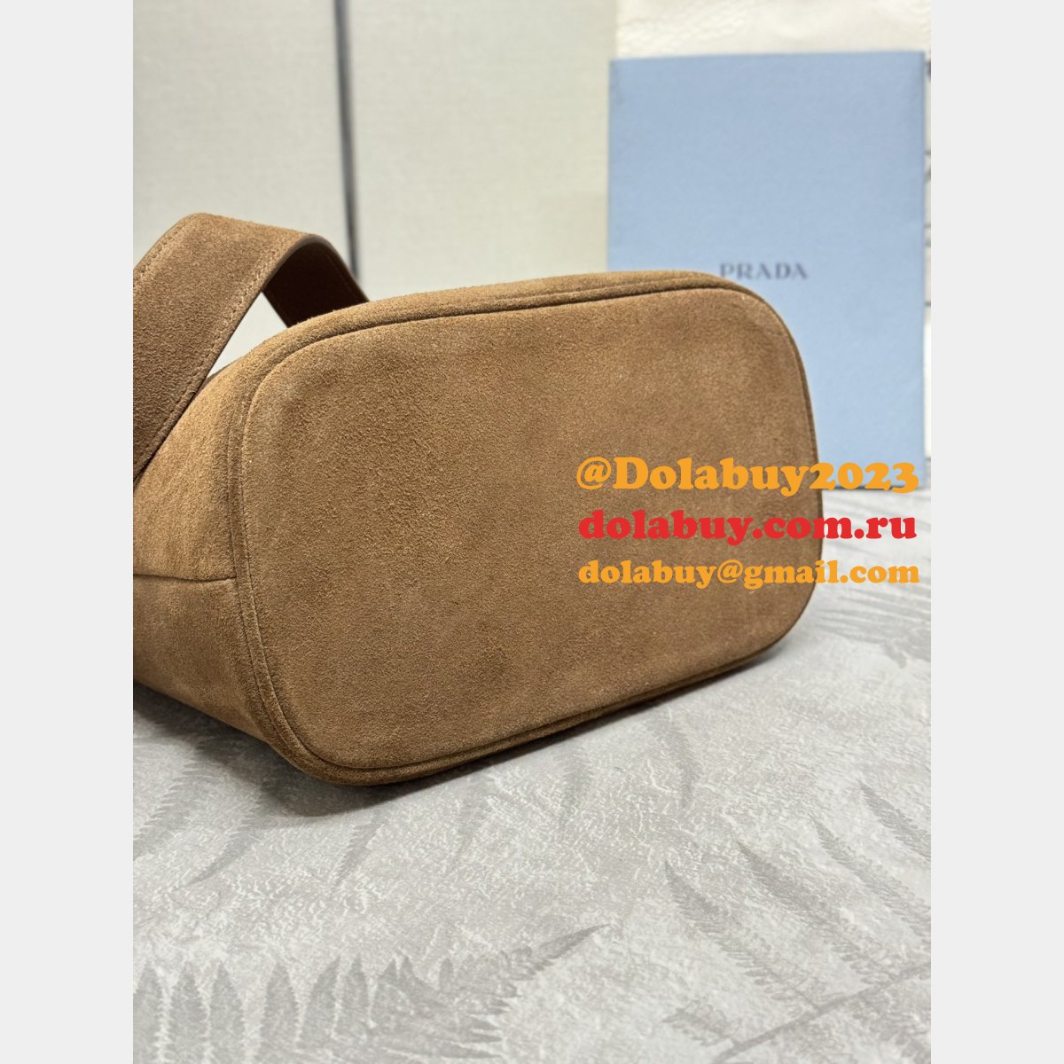 Top Quality Prada Suede Leather Mini Bucket Bag
