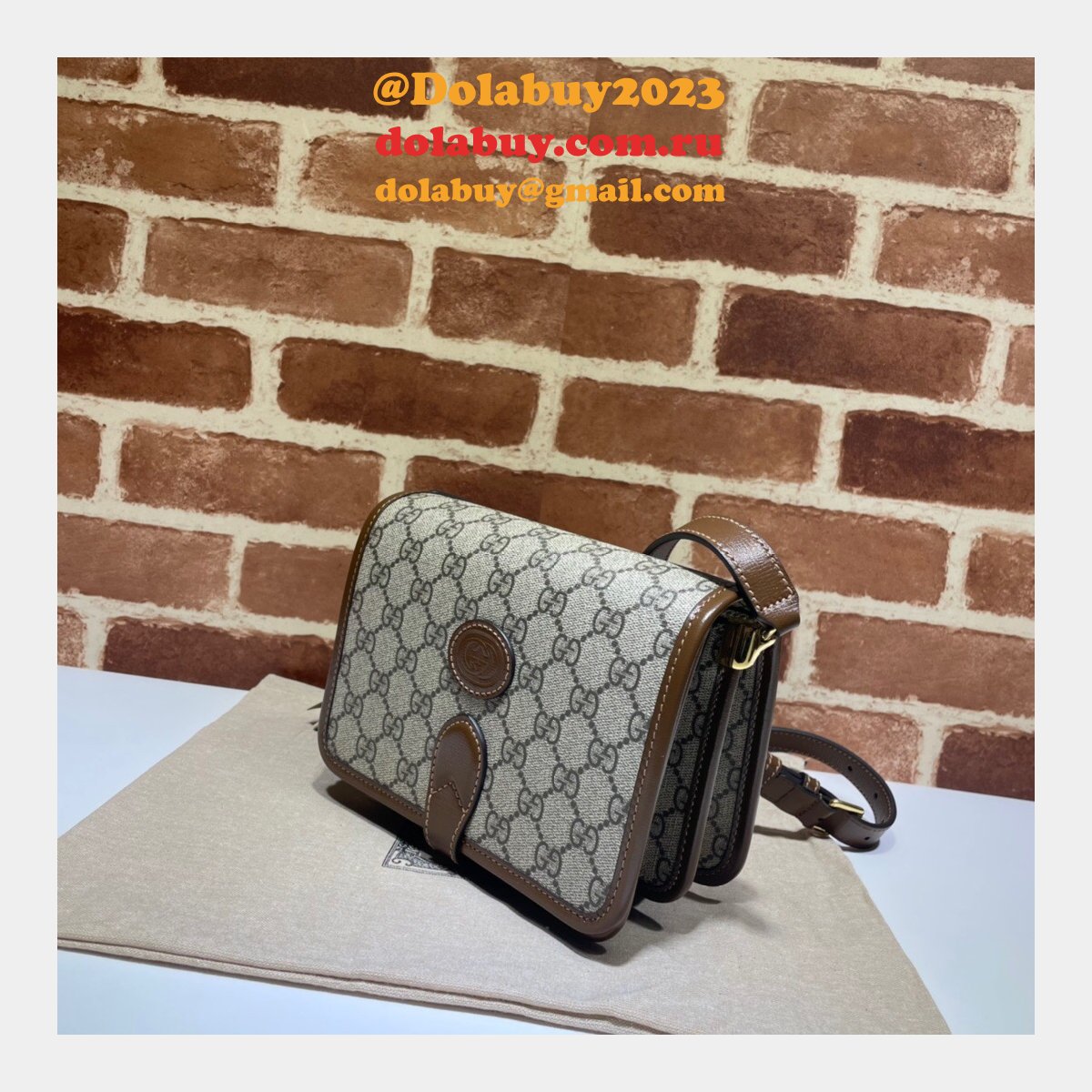 designer fake G*u*i 671620  shoulder bag with interlocking g in gg supreme