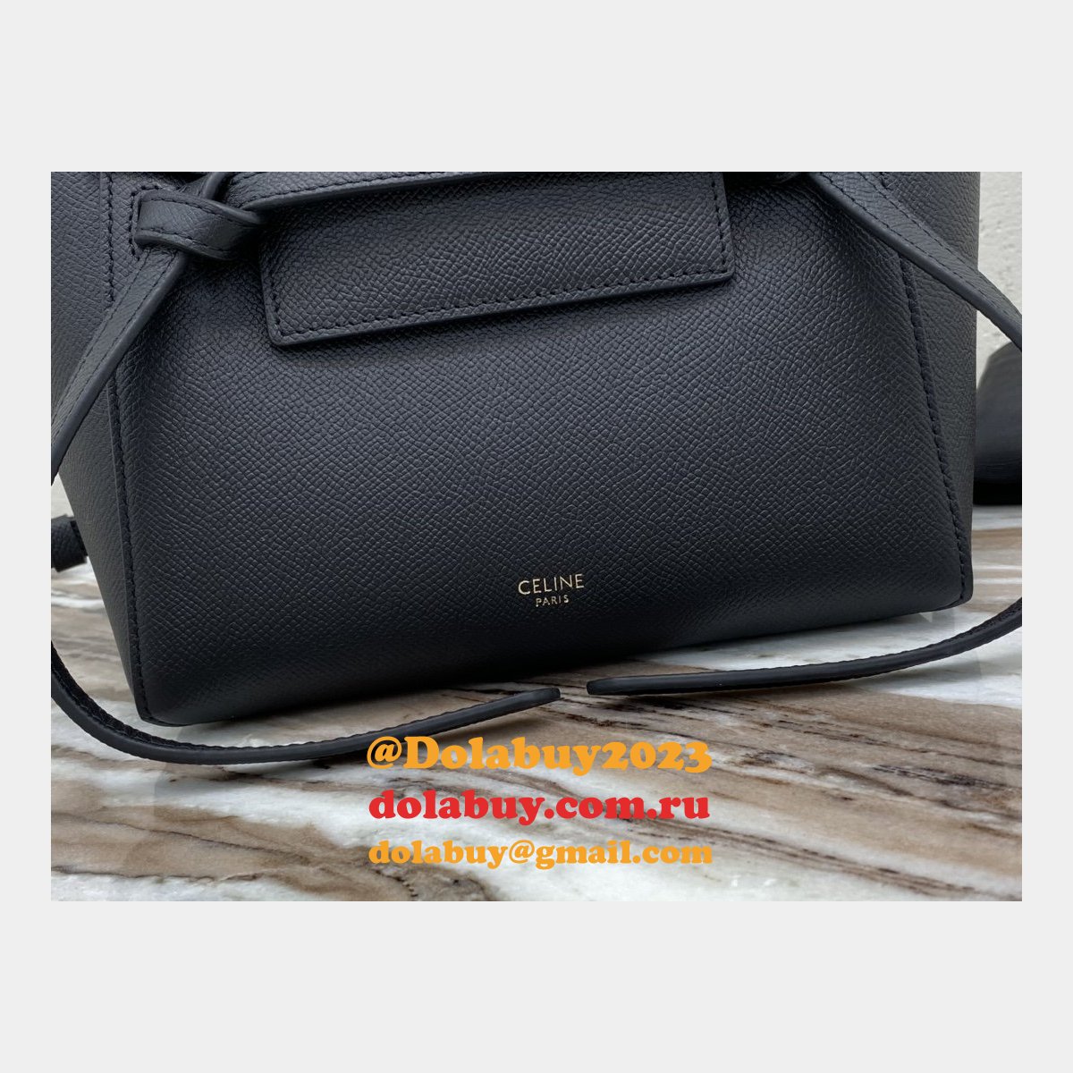 Replica Celine Leather Nano Belt Bag in Black