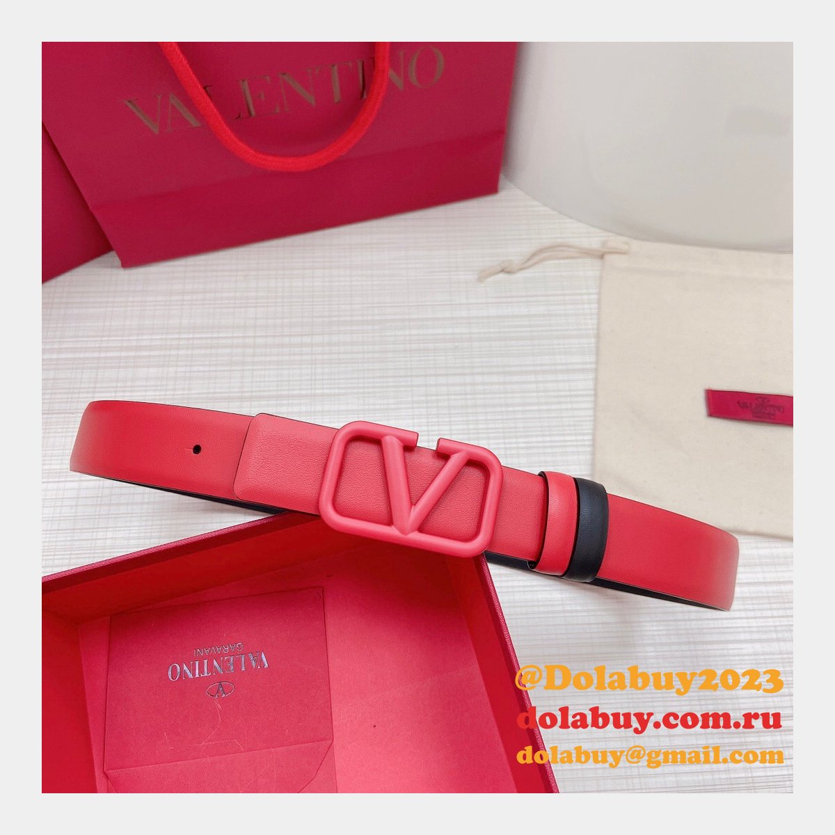 Wholesale Replica Valentino Black/Red Belts