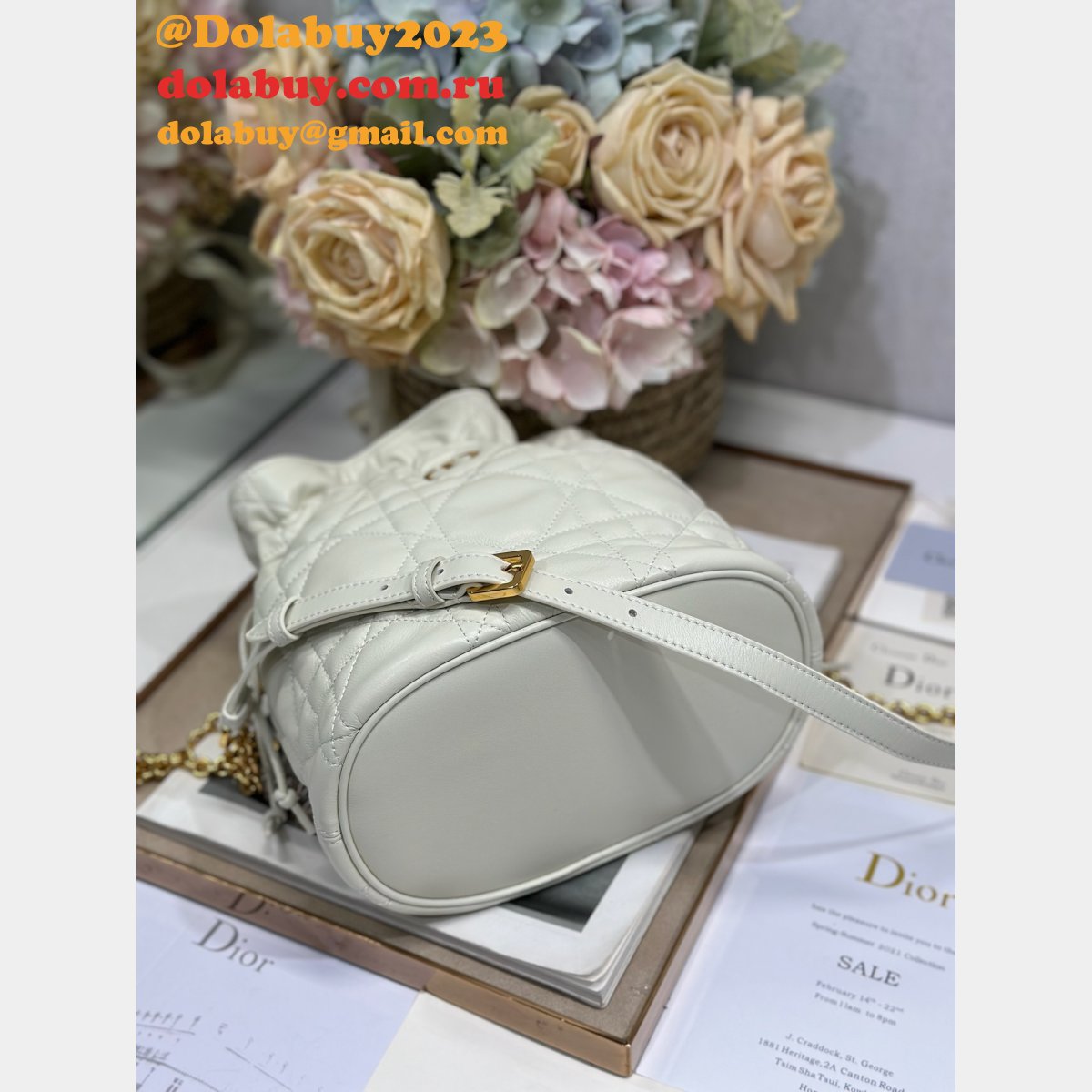 Top Quality Dior Montaigne Drawstring Bucket Bag Small/Mini