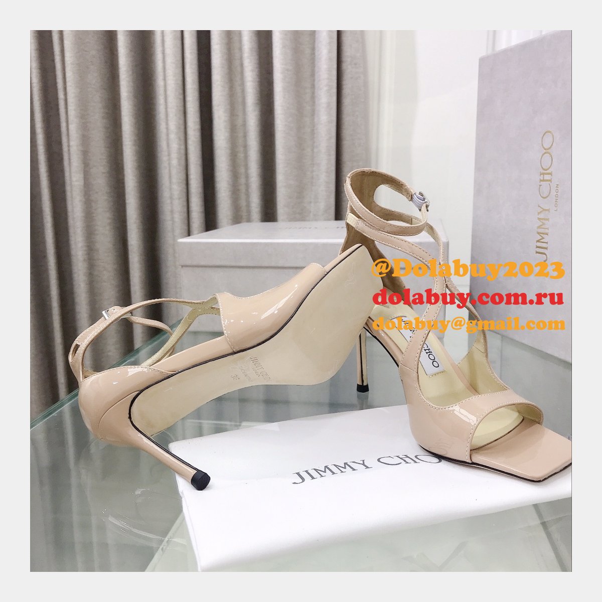 Azia 110 Patent Leather Sandal Knockoff Jimmy Choo Heel: 8.5 cm Shoes