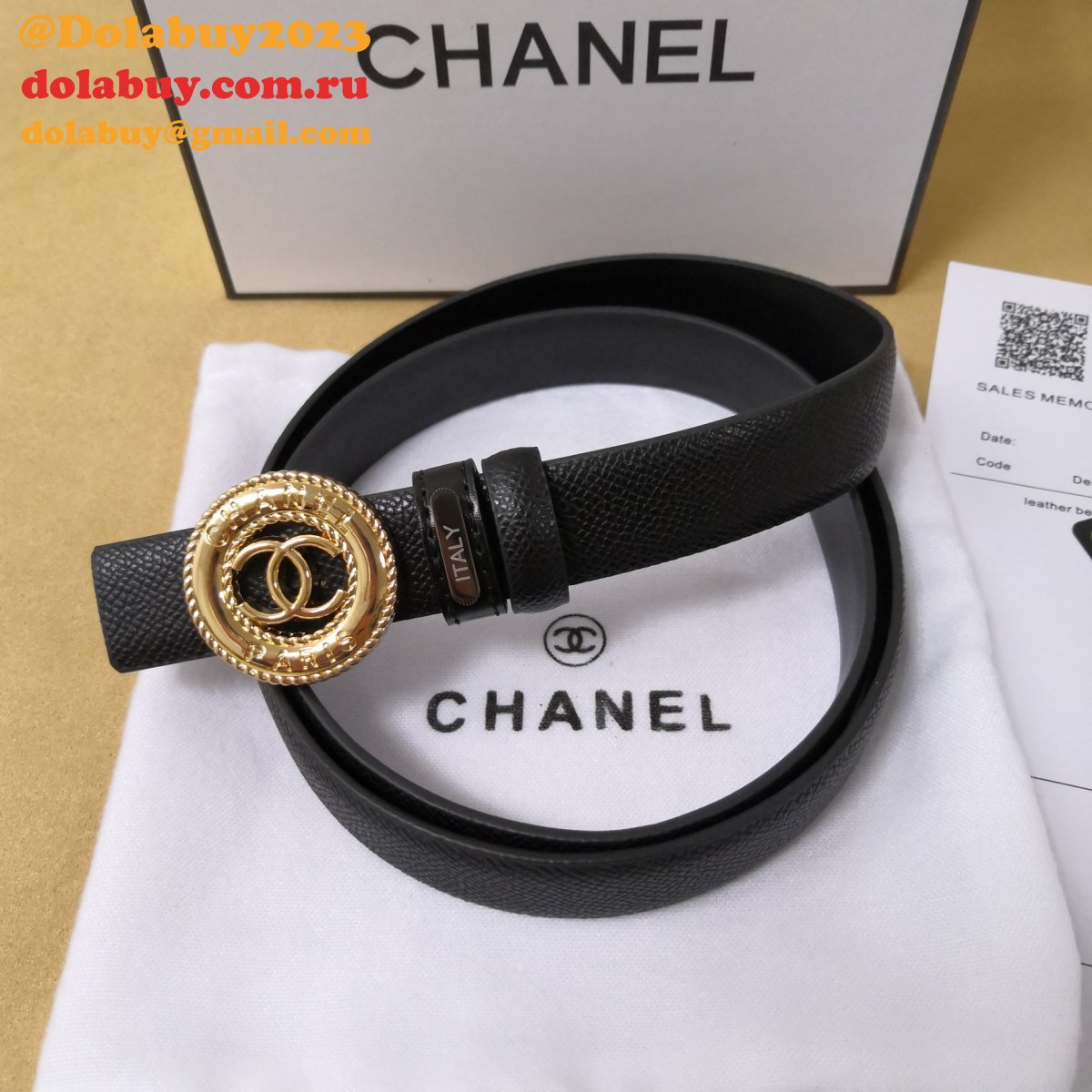 High Quality Replica CC Double C Belt Black Width 2.5cm 1152