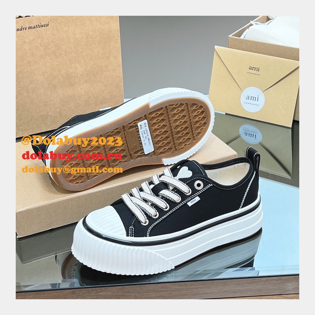 Ami Paris High Quality Platform Tpu Canvas Replica Shoes