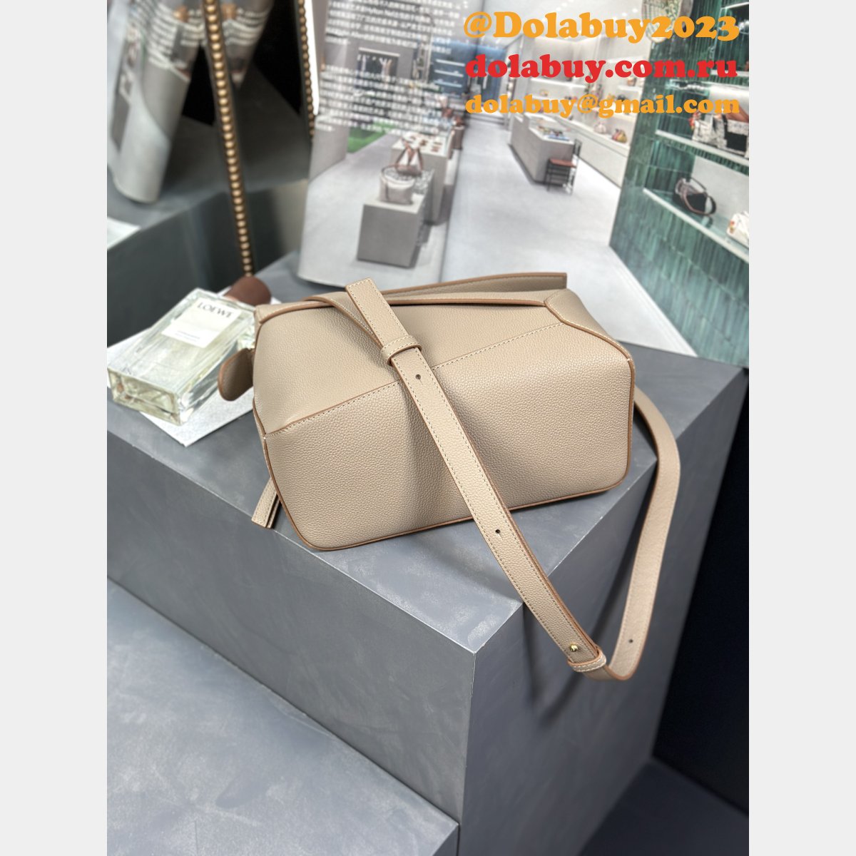 Fake Luxury Small Puzzle Bag In Soft Grained Calfskin 24CM