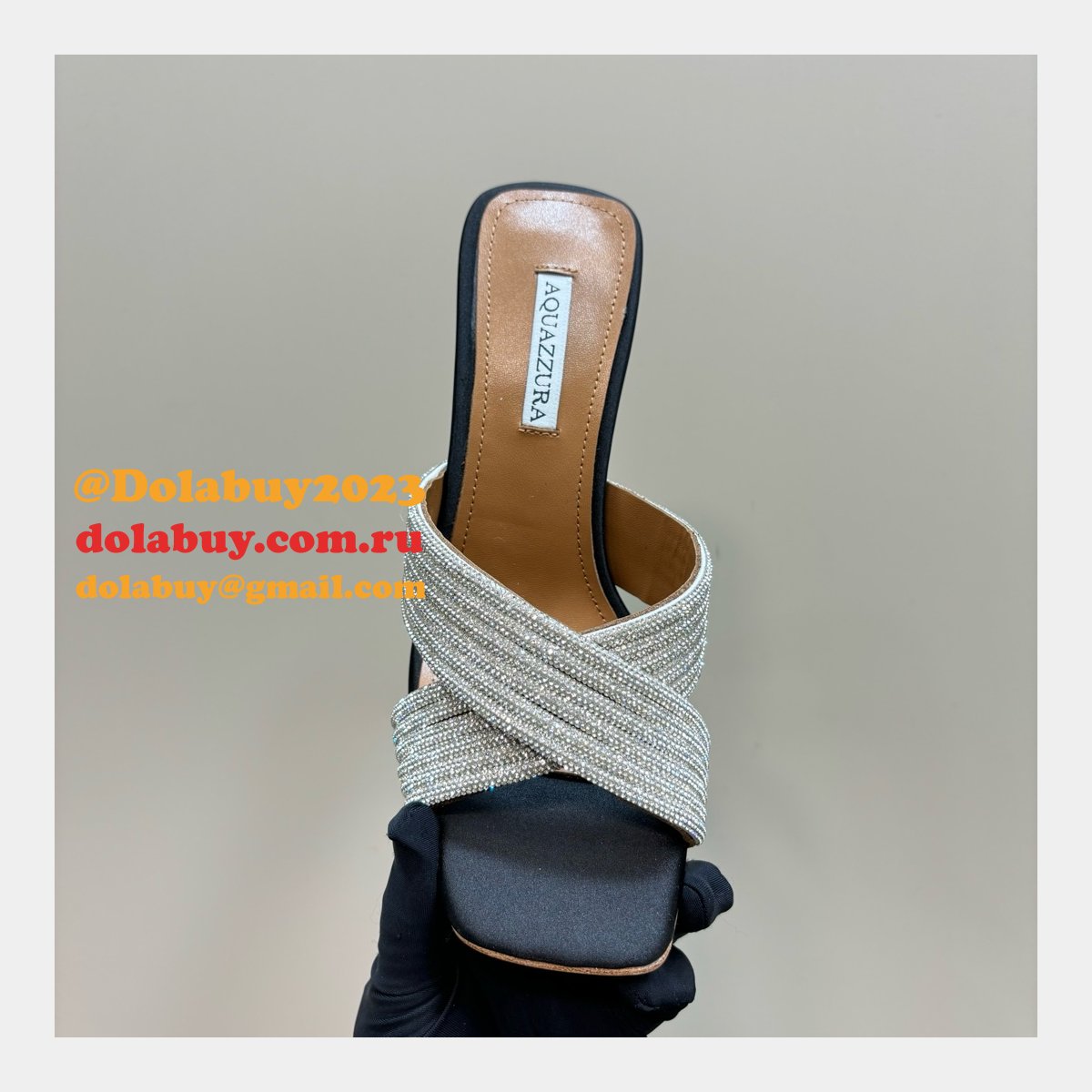 Wholesale AQUAZZURA 1:1 Mirror Rhinestone High-heeled Sandals