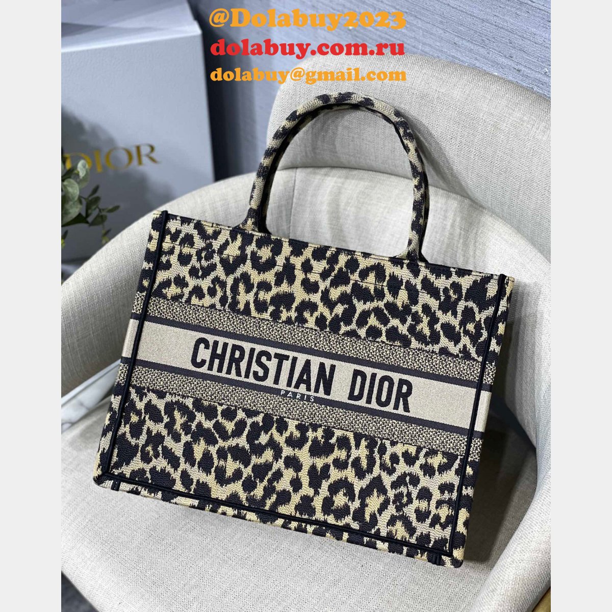 Christian Dior Replica Book Tote Dior Oblique Embroidery Bags