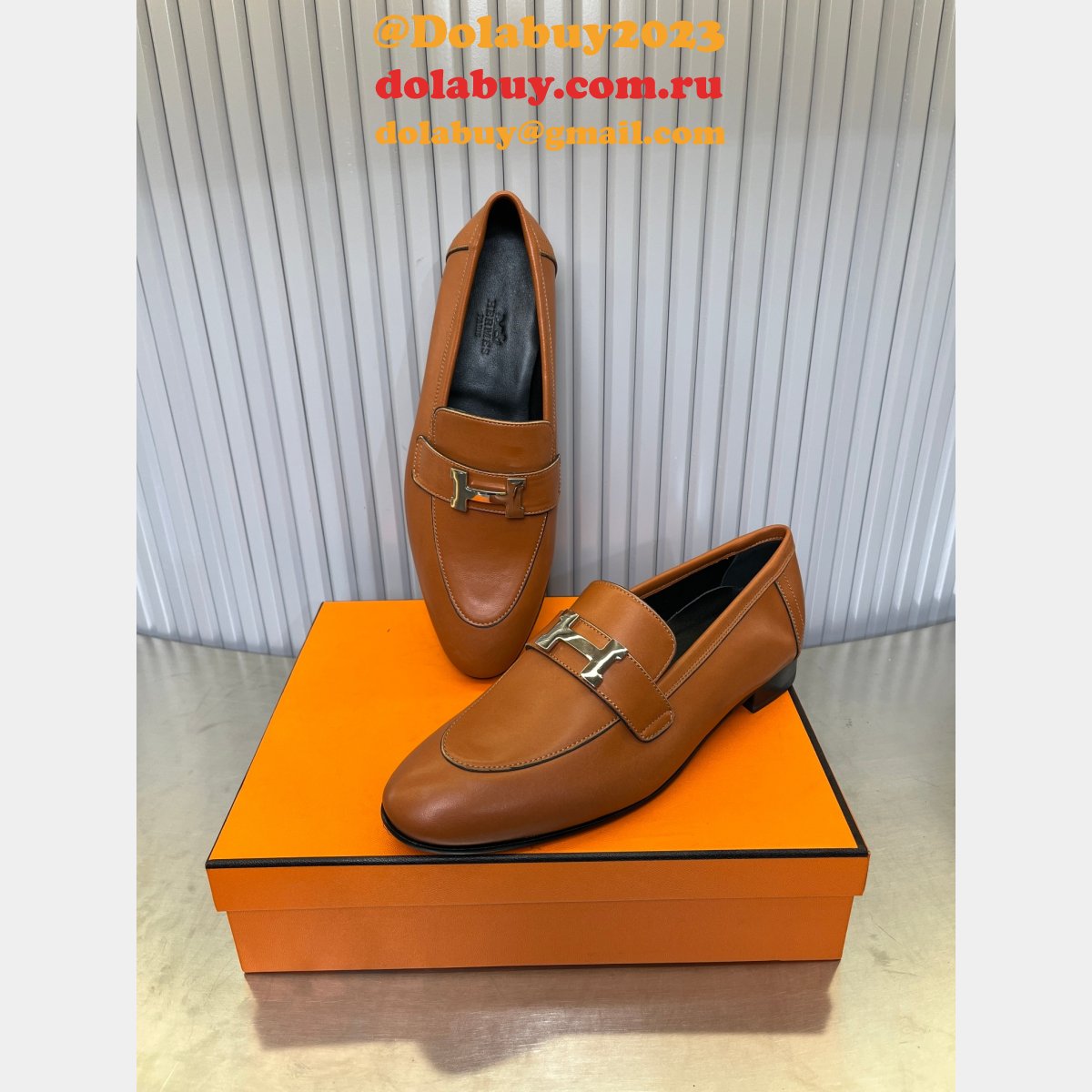 7 Star full leather loafer hermes shoes
