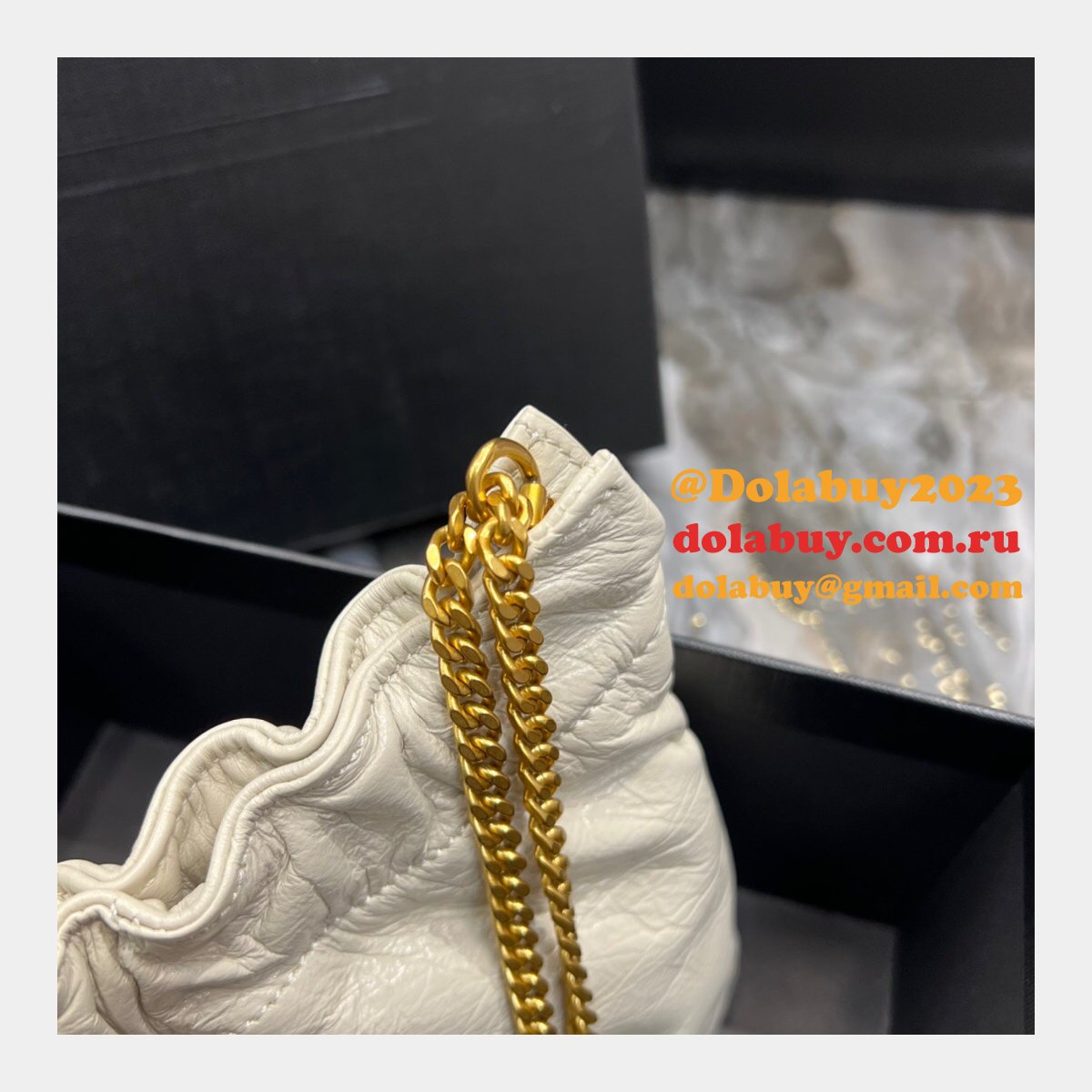 Top Quality Yves Saint Replica 681632 PacPac Ruched Leather Hobo Bag