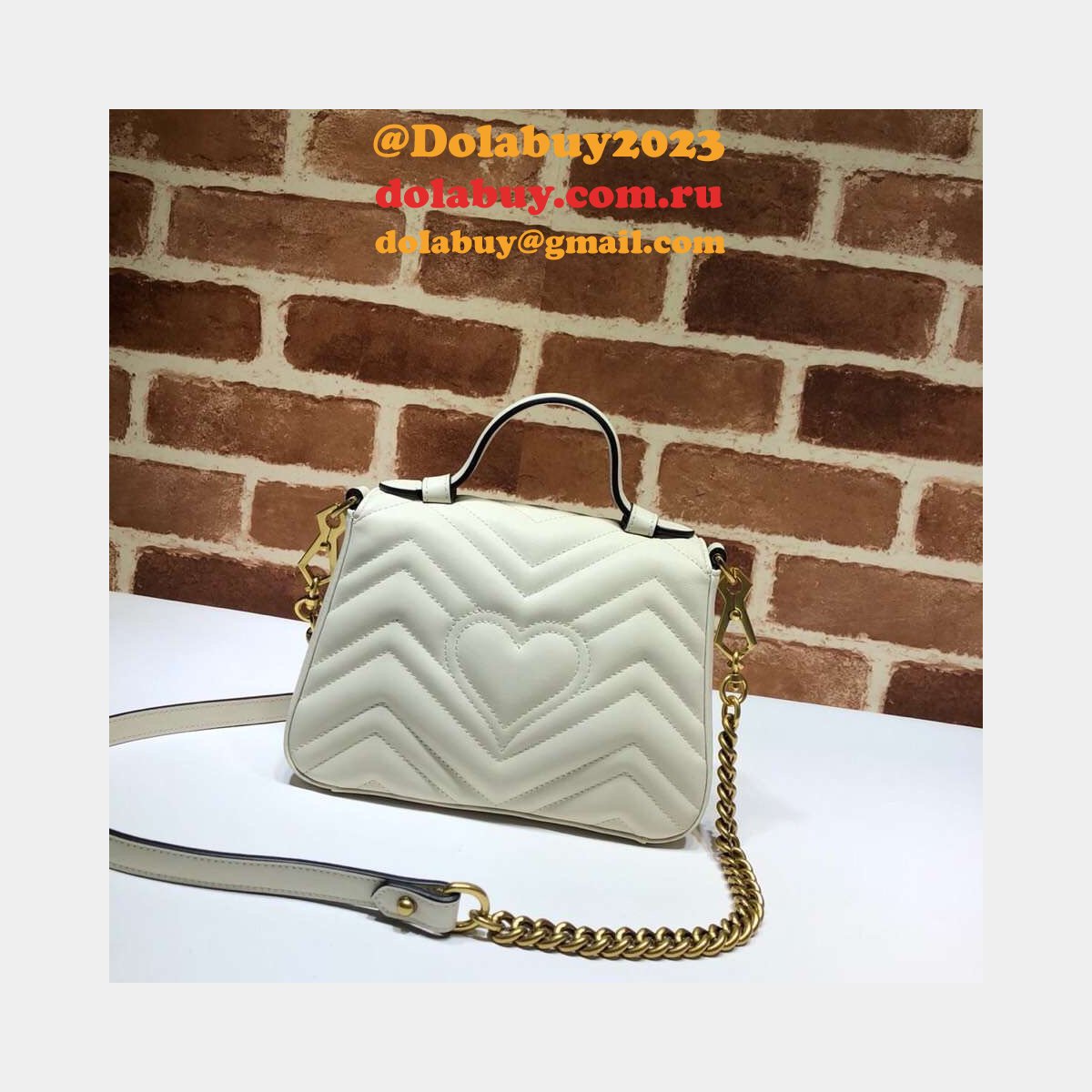 cheap 547260 G*u*i chevron leather gg marmont mini top handle