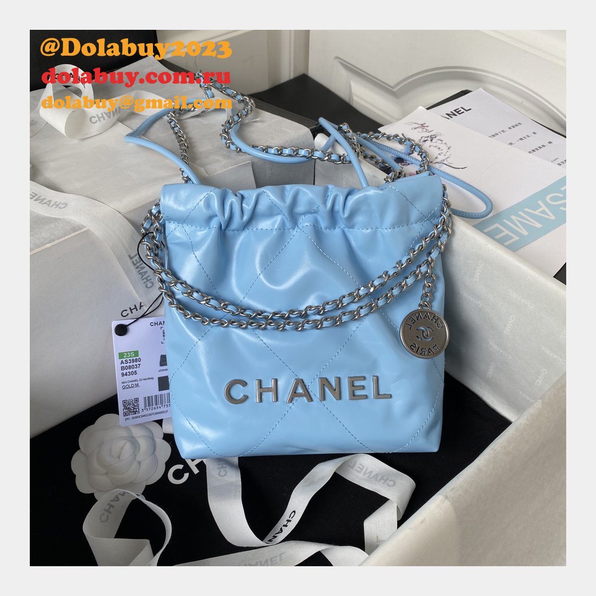 Luxury FASHION AS3980 CALFSKIN CC BAG 20CM