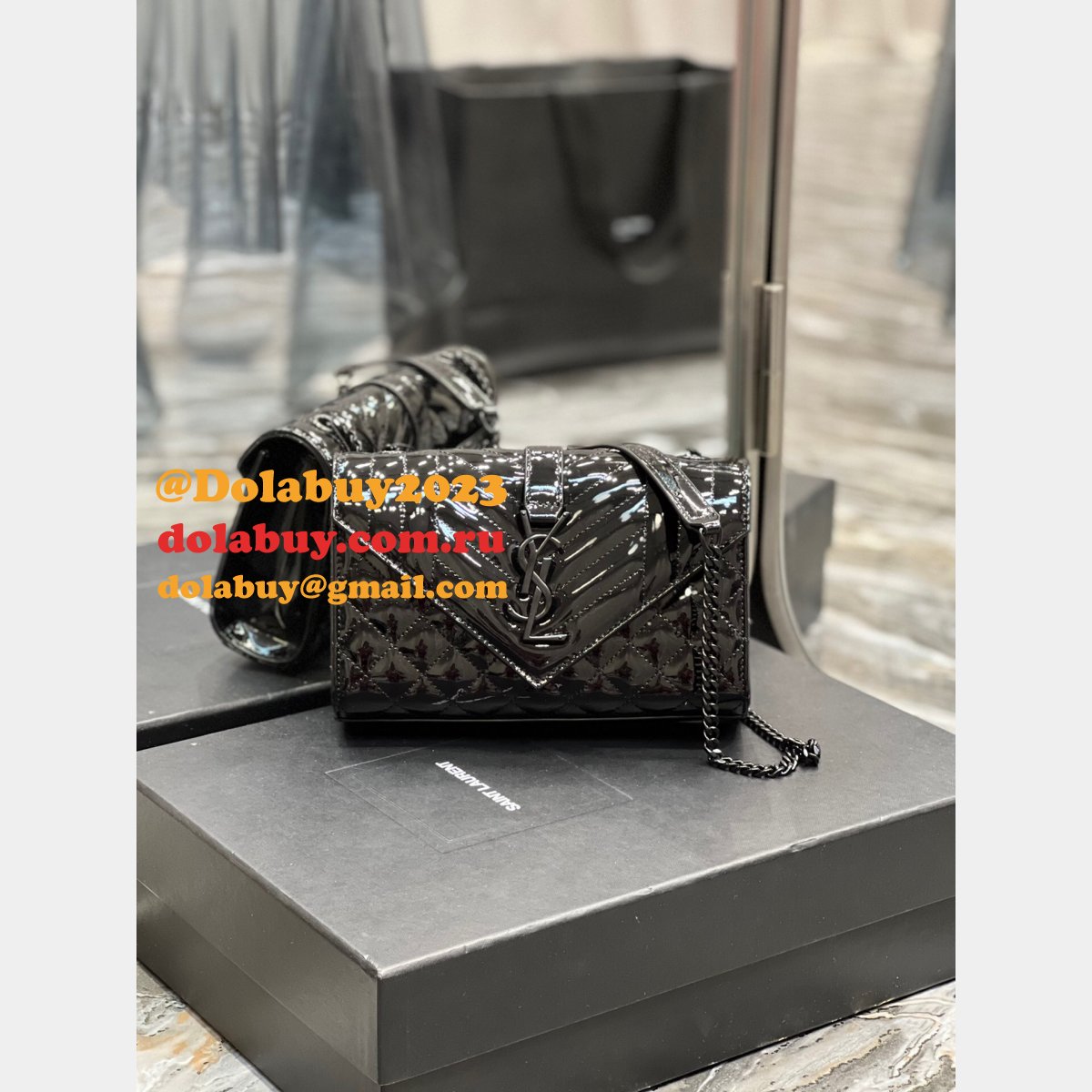 Monogram YSL #526286 Knockoff Envelope Top Best Matelasse Chain
