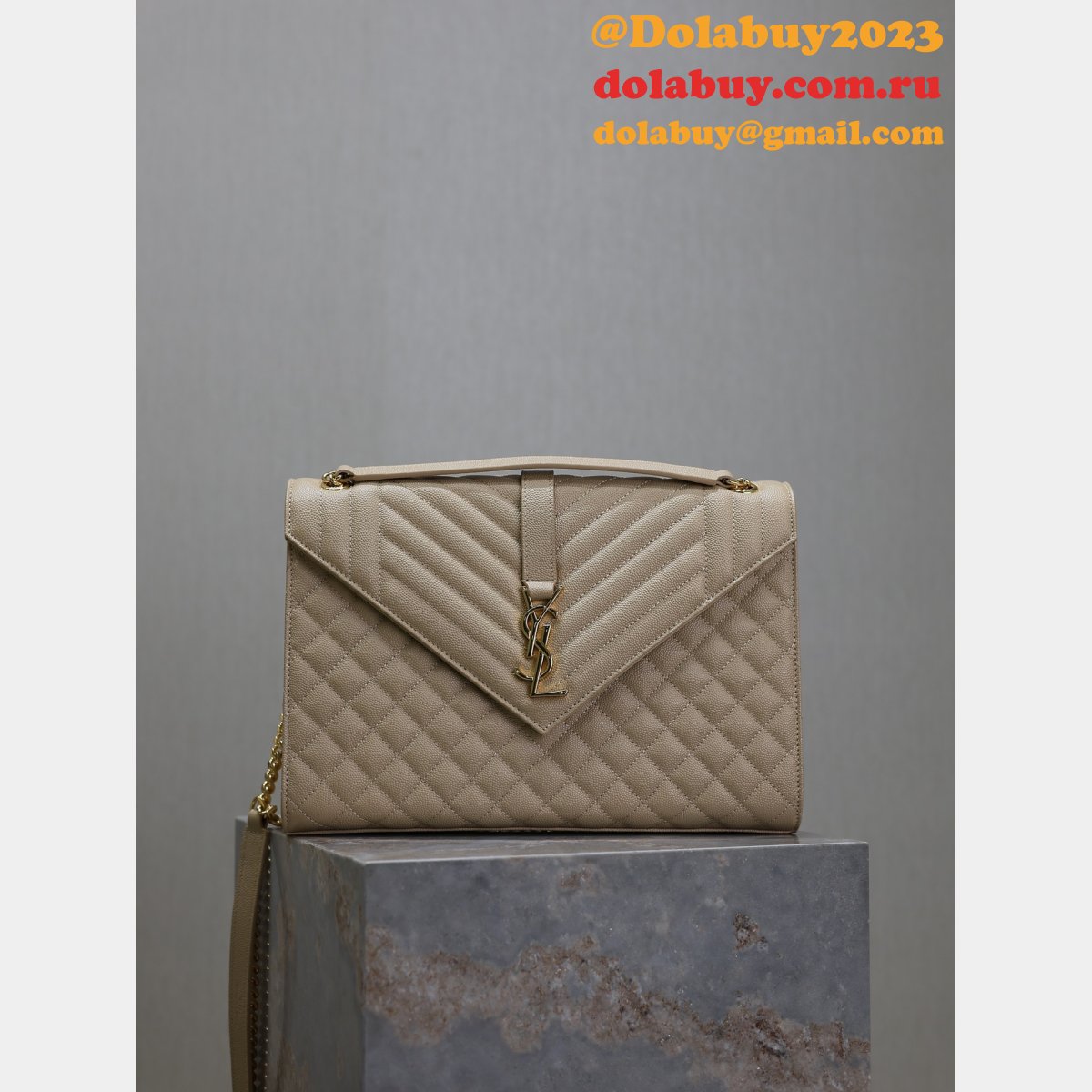 Top Quality Yves Saint Laurent Caviar Leather Envelope Bag