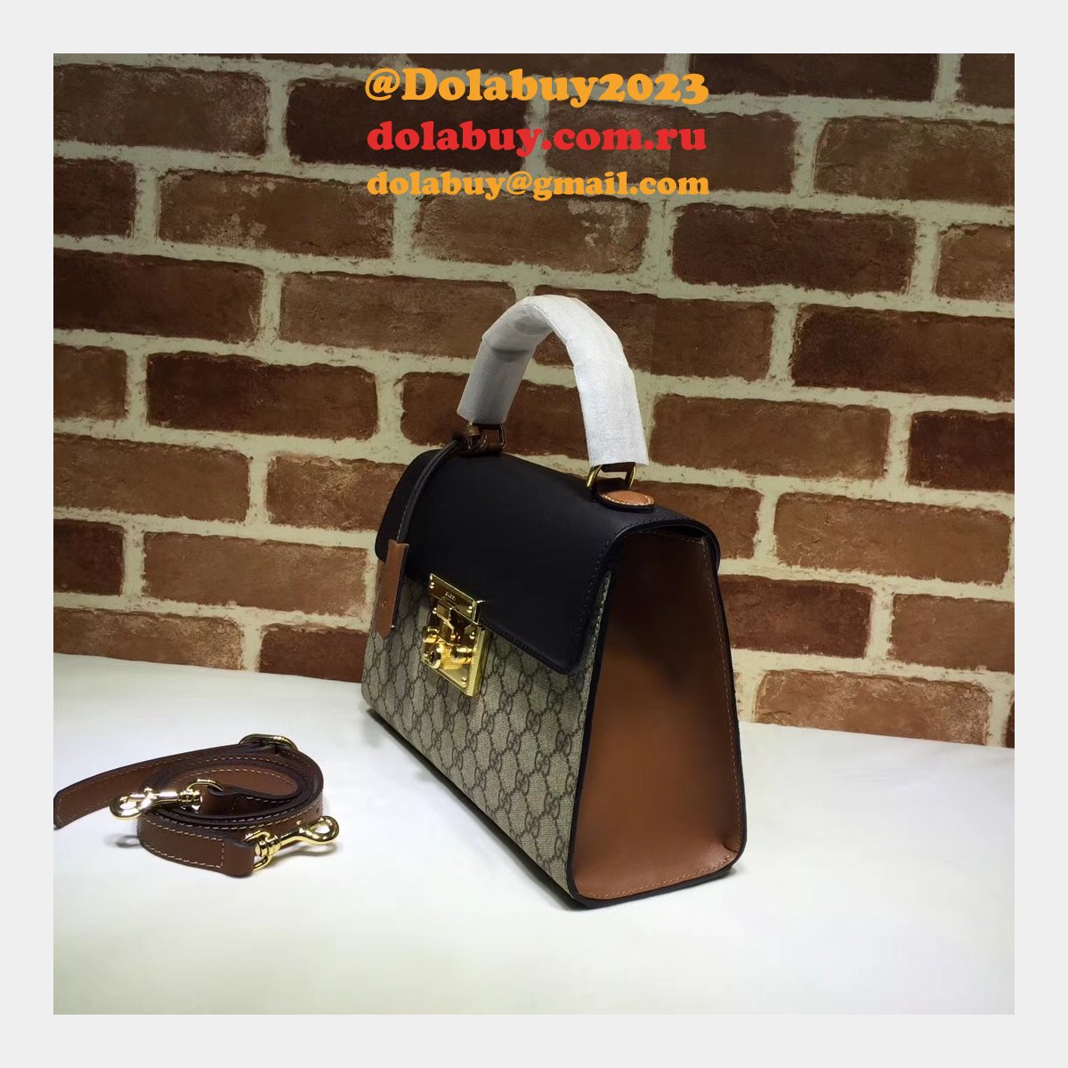 G*u*i replica 453188 gg supreme padlock small top handle bag