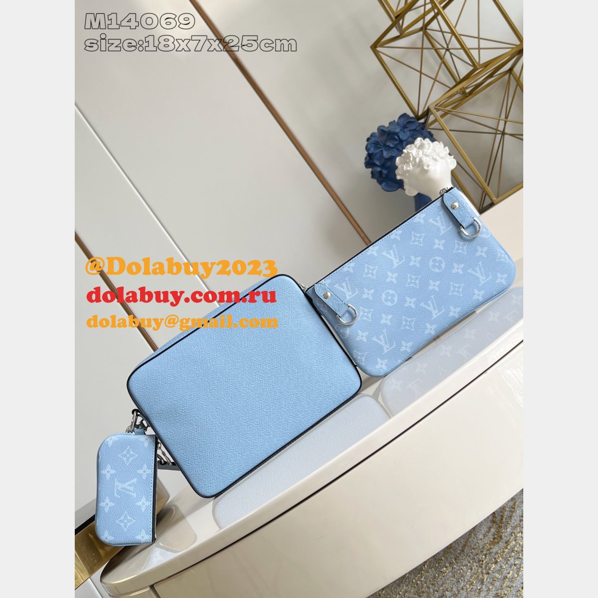 Louis Vuitton Trio Messenger Taigarama M14069 Women Bags