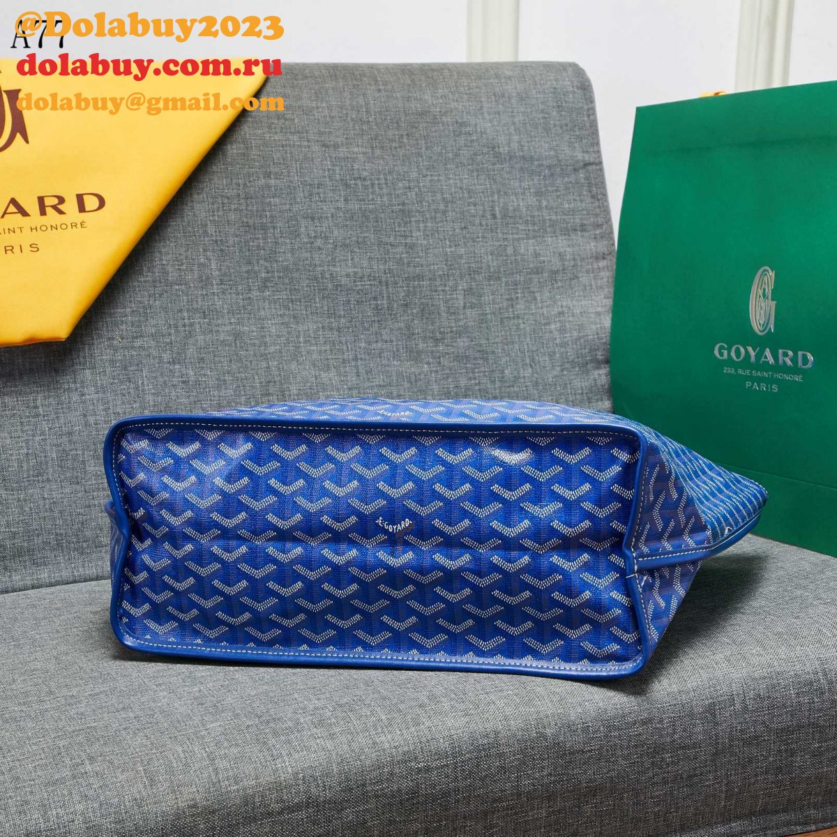 AAA+ Goyard Classic Chevron St. Louis PM Totes Blue Bags