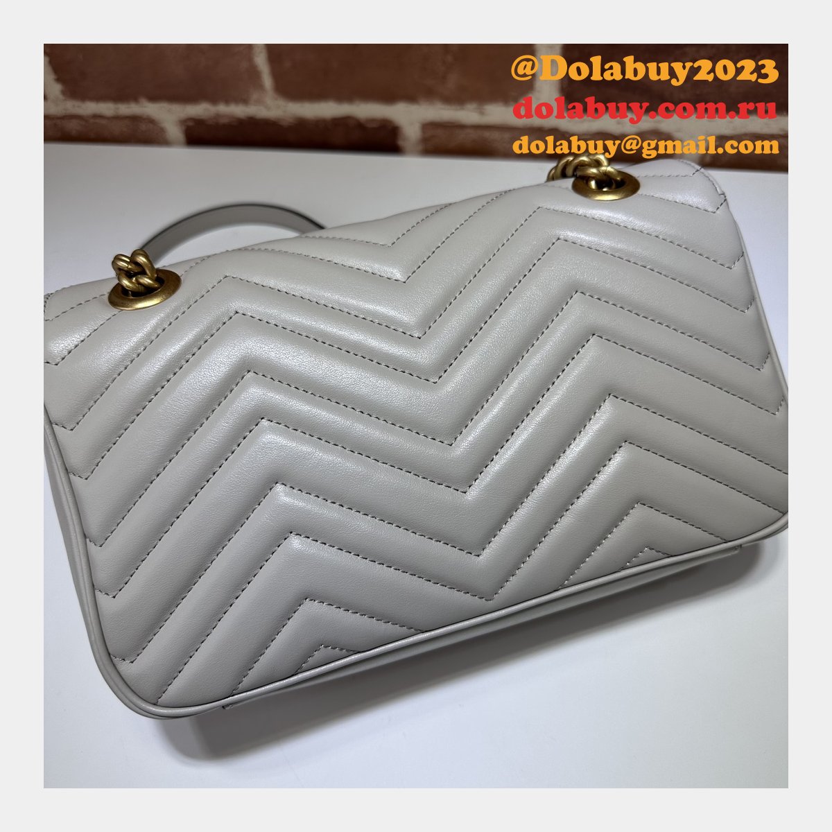 top G*u*i grey matelassé gg marmont small shoulder 443497 knockoff bag