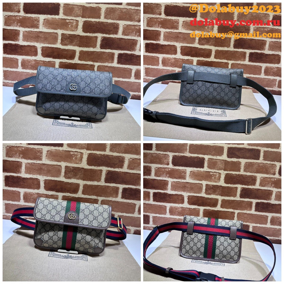Ophidia GG Perfect Gucci 752597 Belt Ebony Supreme Replica Bag