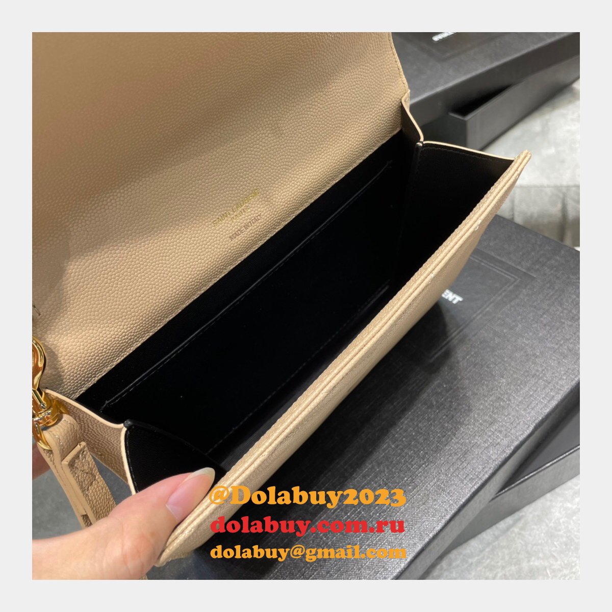 Buy Replica YSL Saint Laurent Monogram Clutch 617662 Quilted Grain