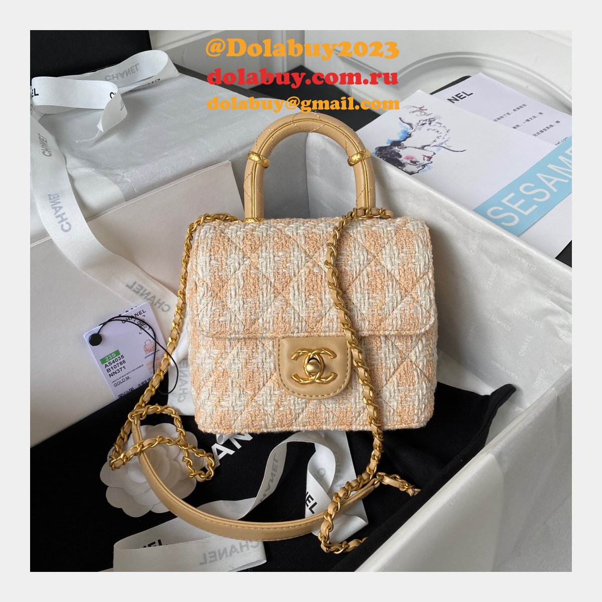 New 1:1 Mirror Flap Bag AS4035 Top Handle Luxury