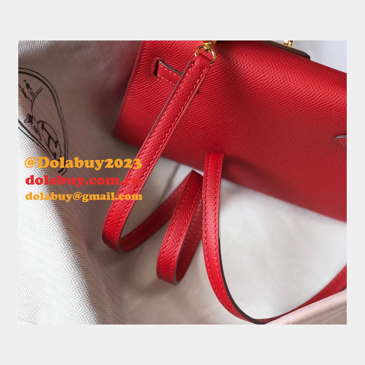 Replica Hermes Red Mini Kelly Handbag Epsom leather