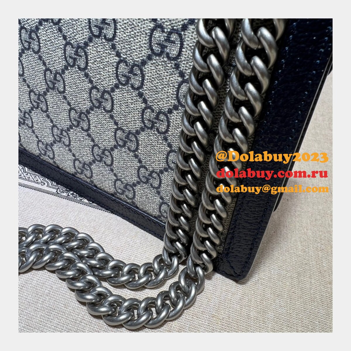 G*u*i fake 421970 gg supreme dionysus mini bag with dark blue leather for sale