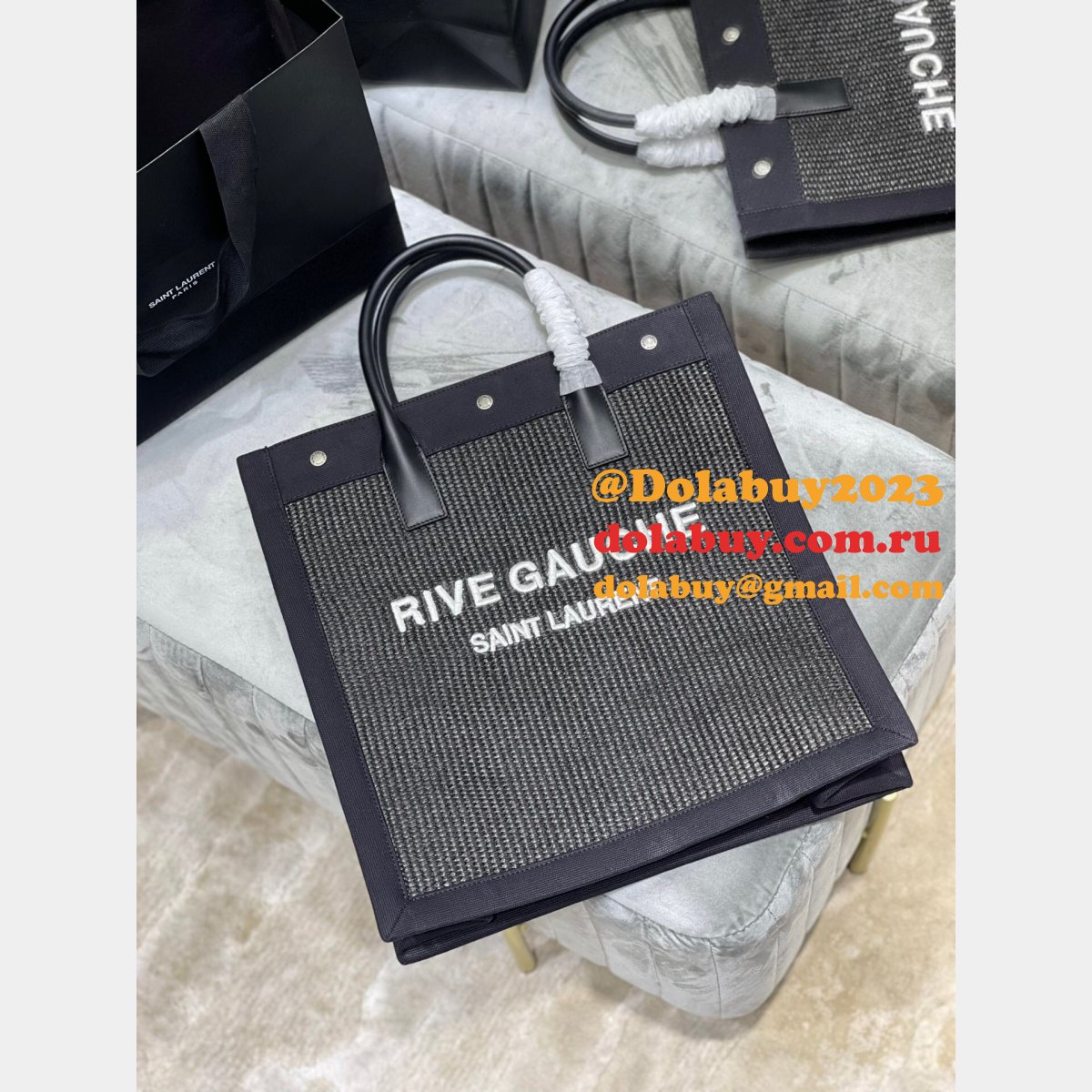 Buy Replica YSL Rive Gauche Shopping 631682 Bag In Linen and Cotton Online