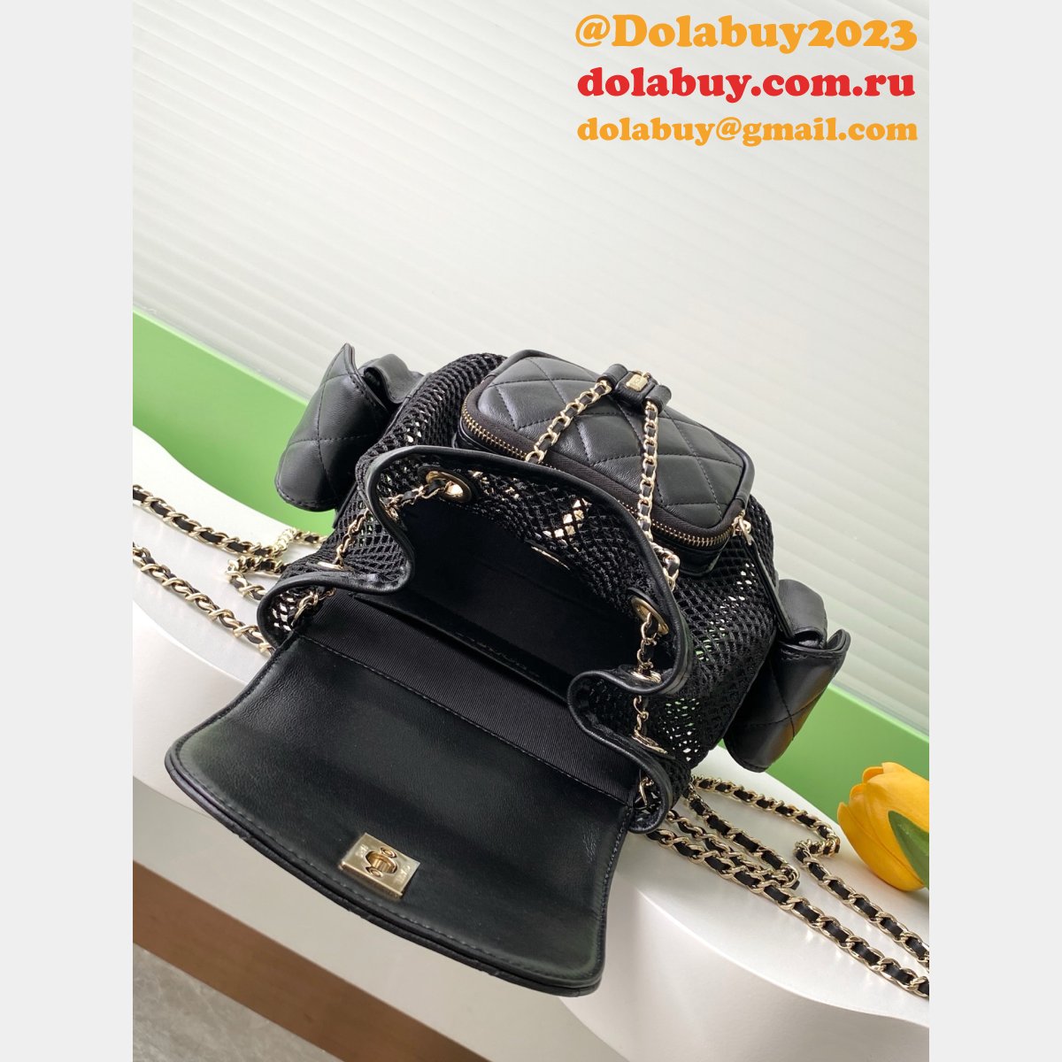 Replica Spring-Summer 2025 Backpack Mesh AS5484 Black Bag