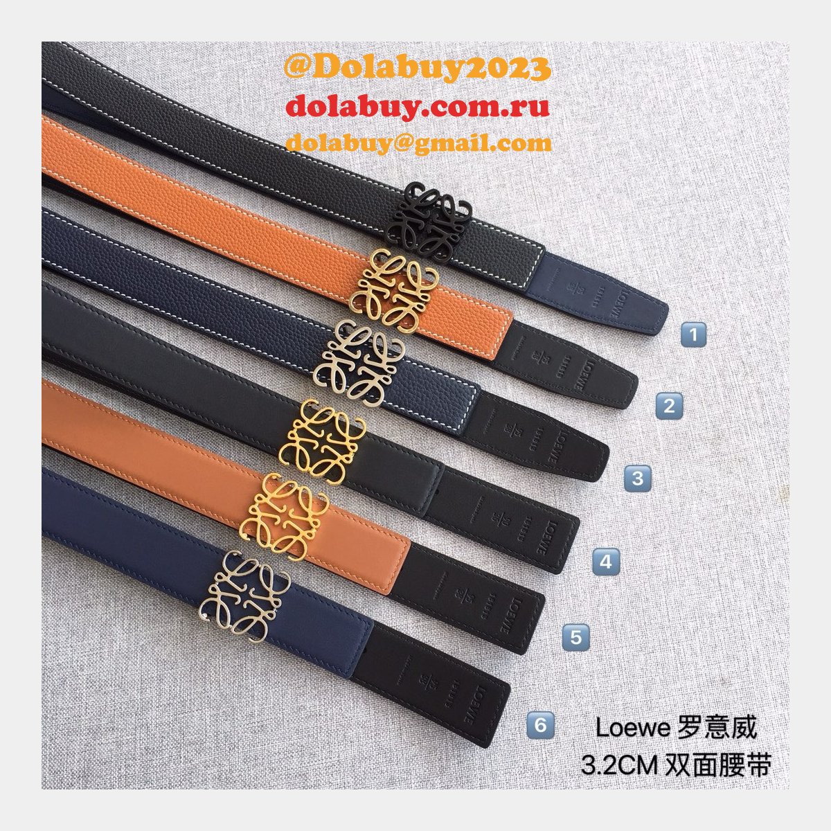 Loewe Top Quality Fashion Anagram 3.2CM Width Replicas Belts