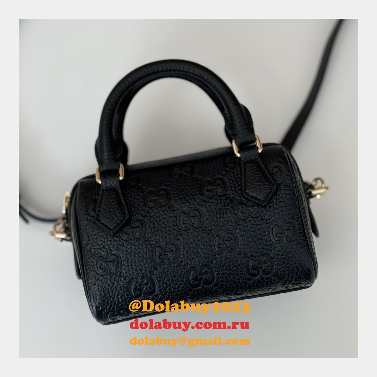 G*u*i duplicate gg emblem super top handle cheap 815256 black bag