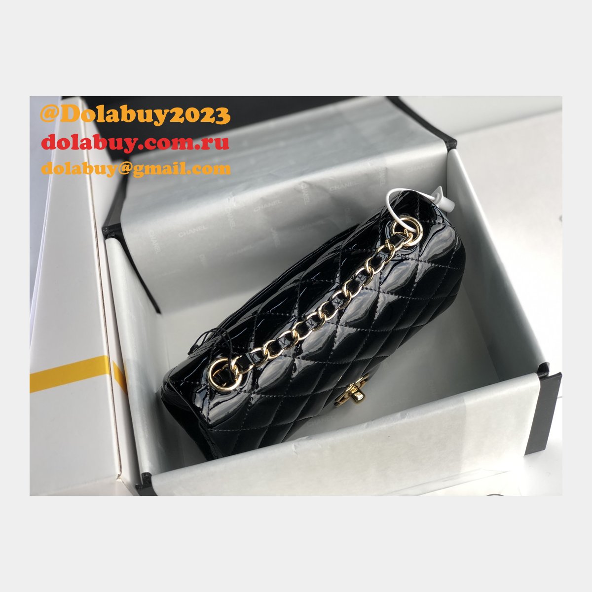 7 Star CC Lambskin Flap Designer Black Bag 20CM