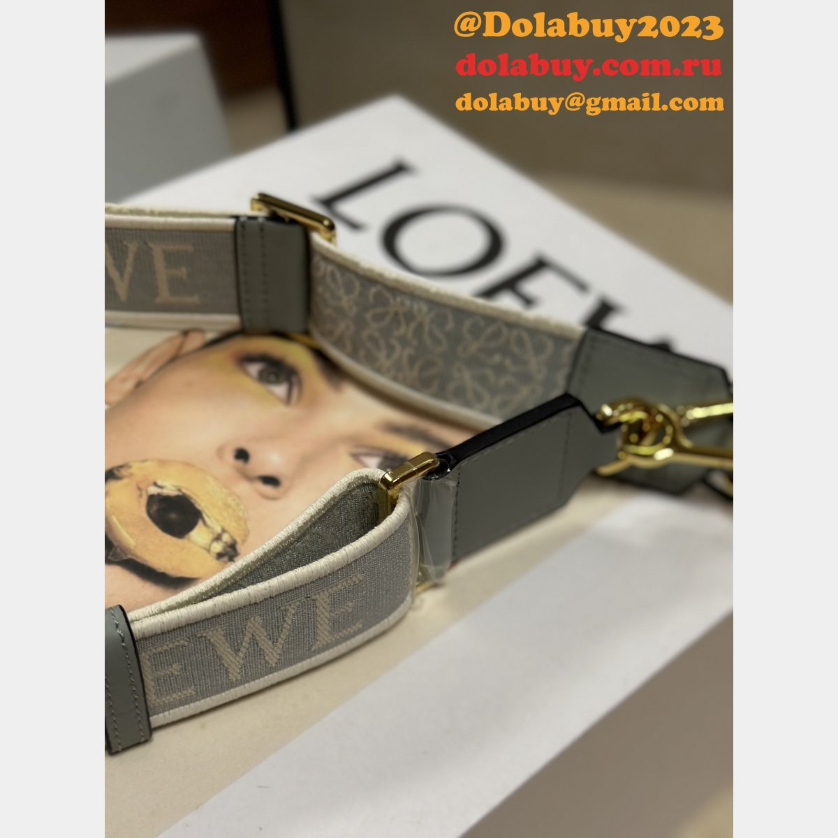 Best Loewe Anagram double-sided embroidered shoulder strap