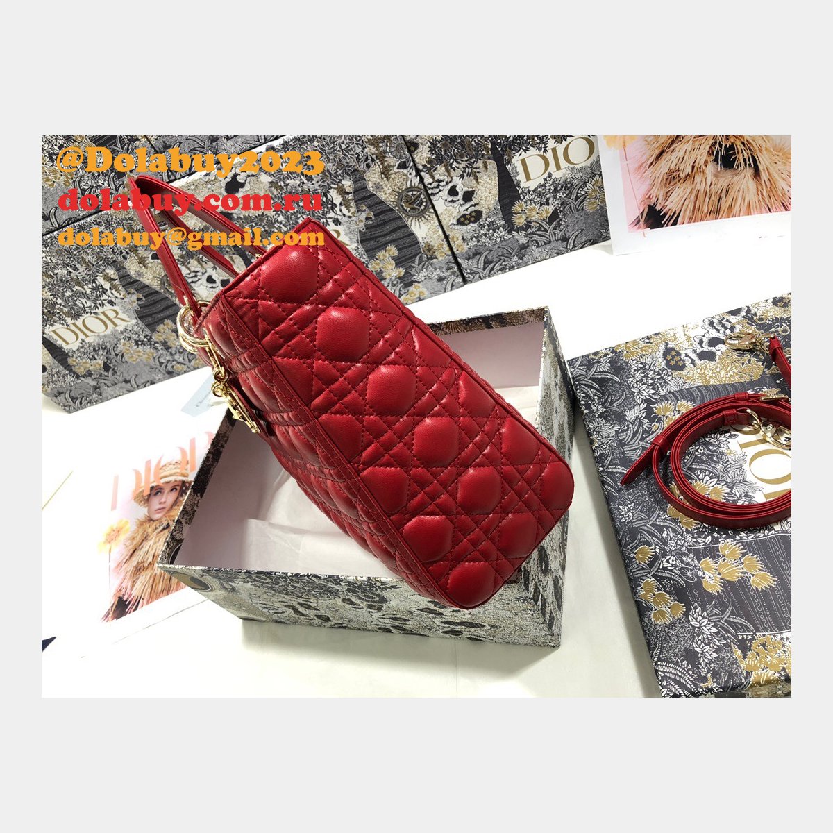 Inspired Duplicate dior lady lambskin 32CM HANDBAG
