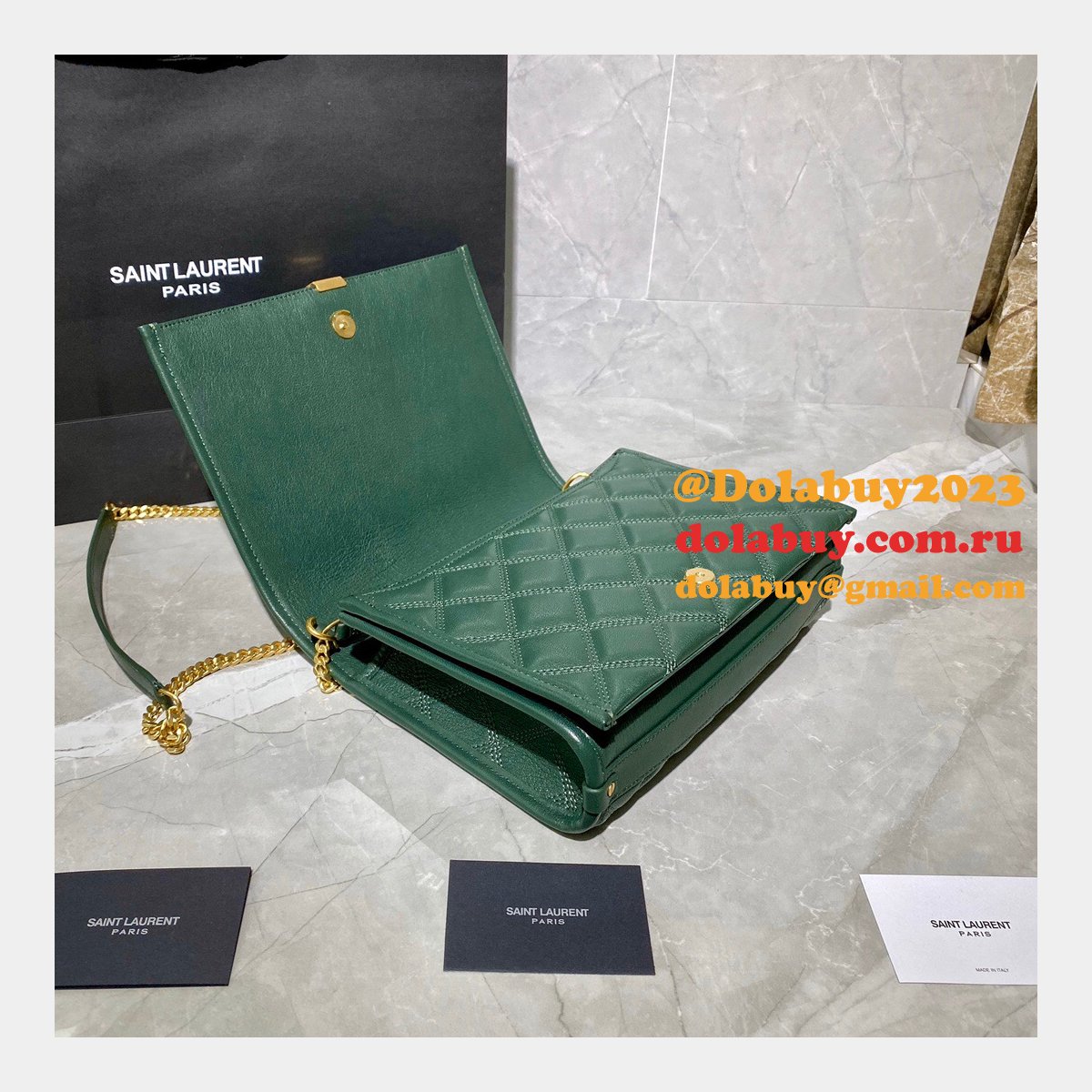 Replicas Saint Laurent Becky Large chain bag in quilted lambskin