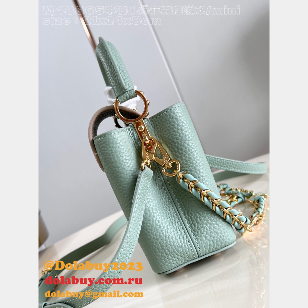 Louis Vuitton Replica Capucines Python Handle M48865 Avocado Green Bag