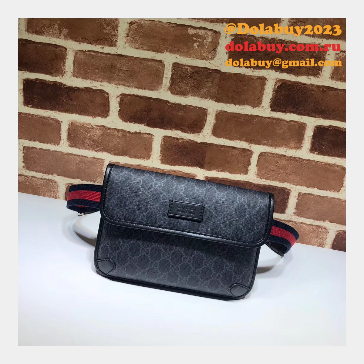 G*u*i top quality 598113 gg black belt bag