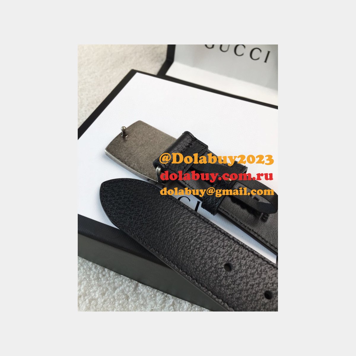 knockoff G*u*i leather belt 38mm black replica