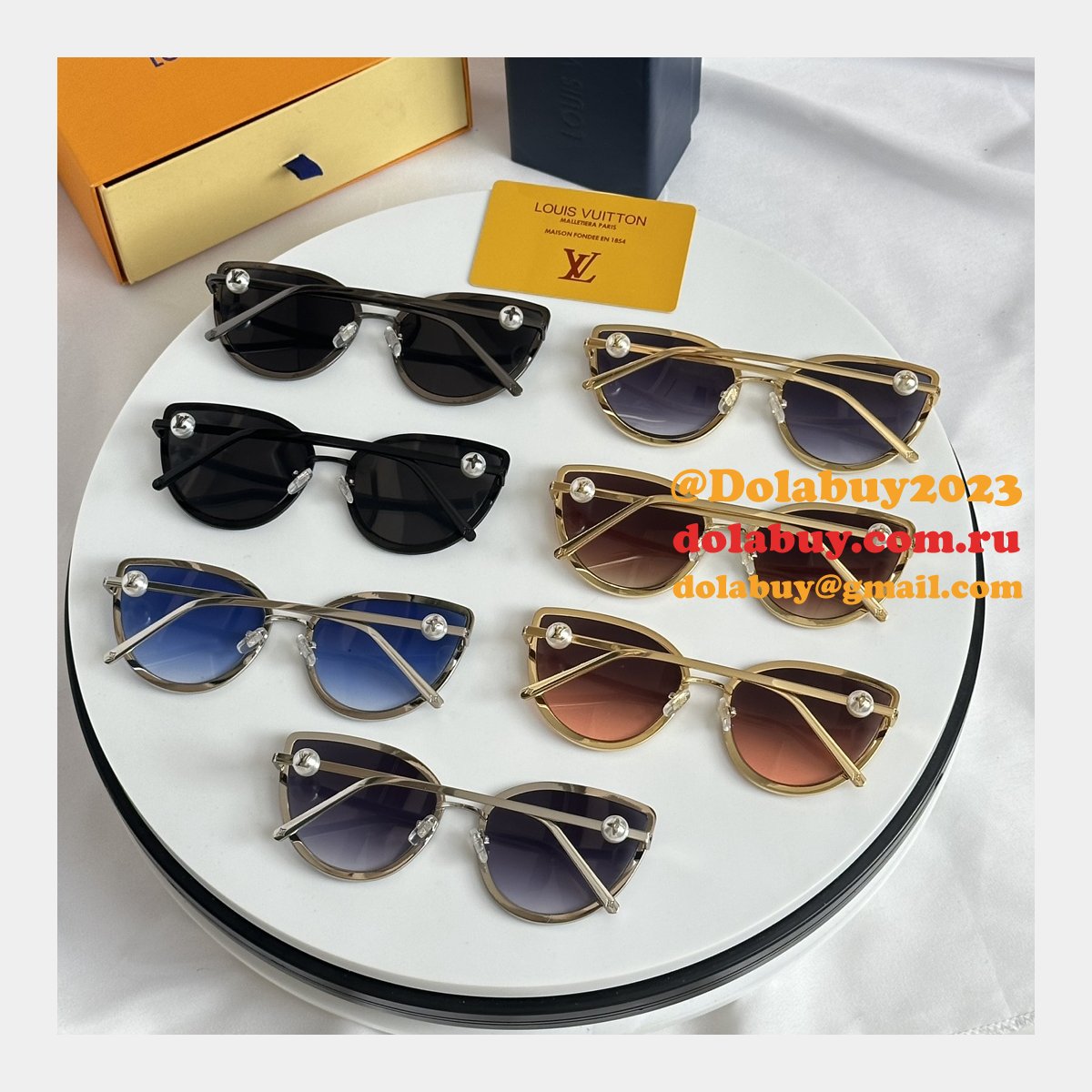 Luxury Replica Pearl Cat Eye Sunglasses Sale