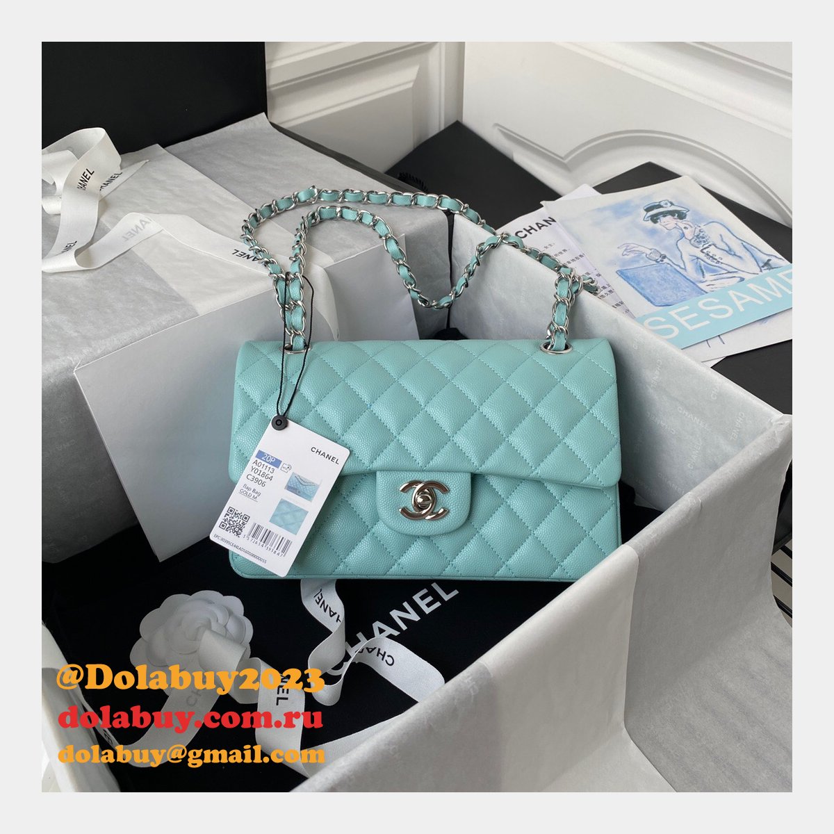 Top quality Fake Small Flap Lambskin CF 23cm