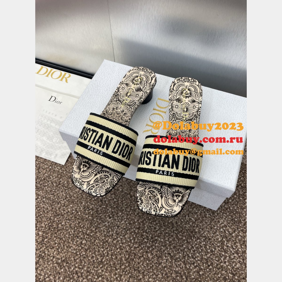 Wholesale 1:1 Mirror Dway Heeled Slide