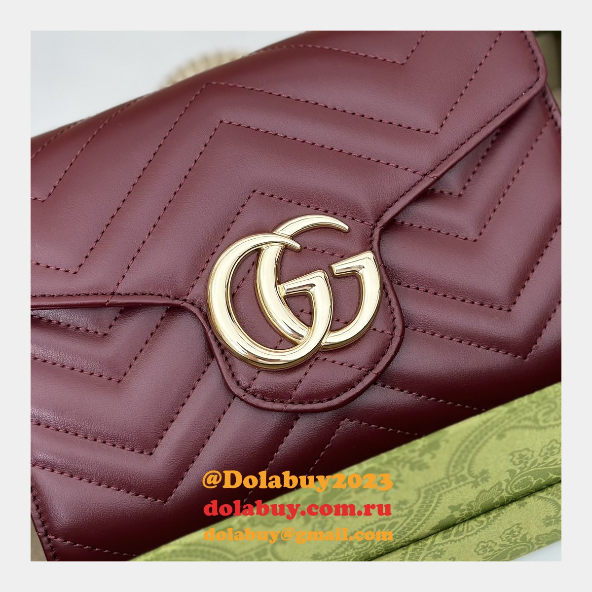G*u*i fake gg marmont chain wallets 474575 red bag