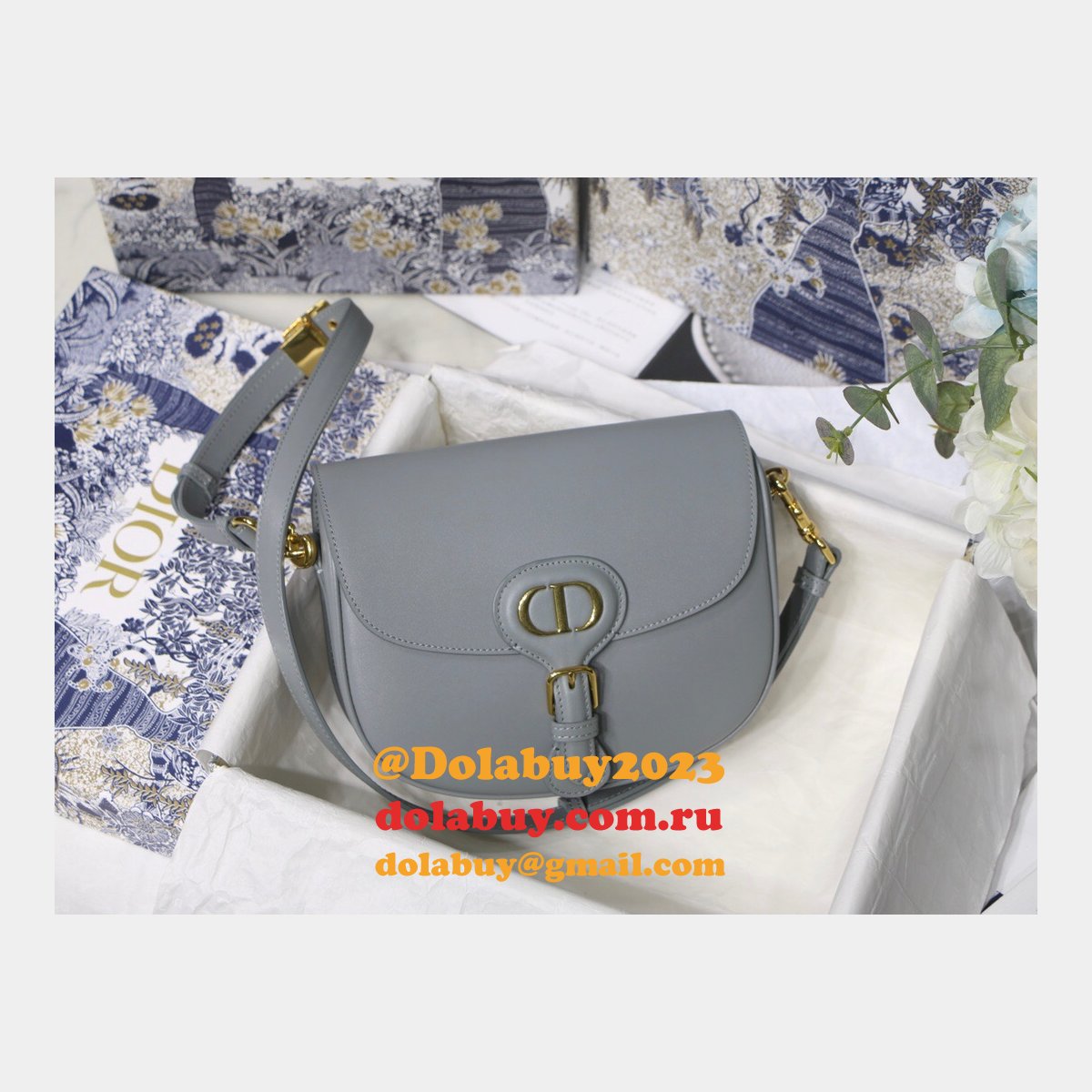Best Replica Dior Bobby Bag Gray Box Calfskin