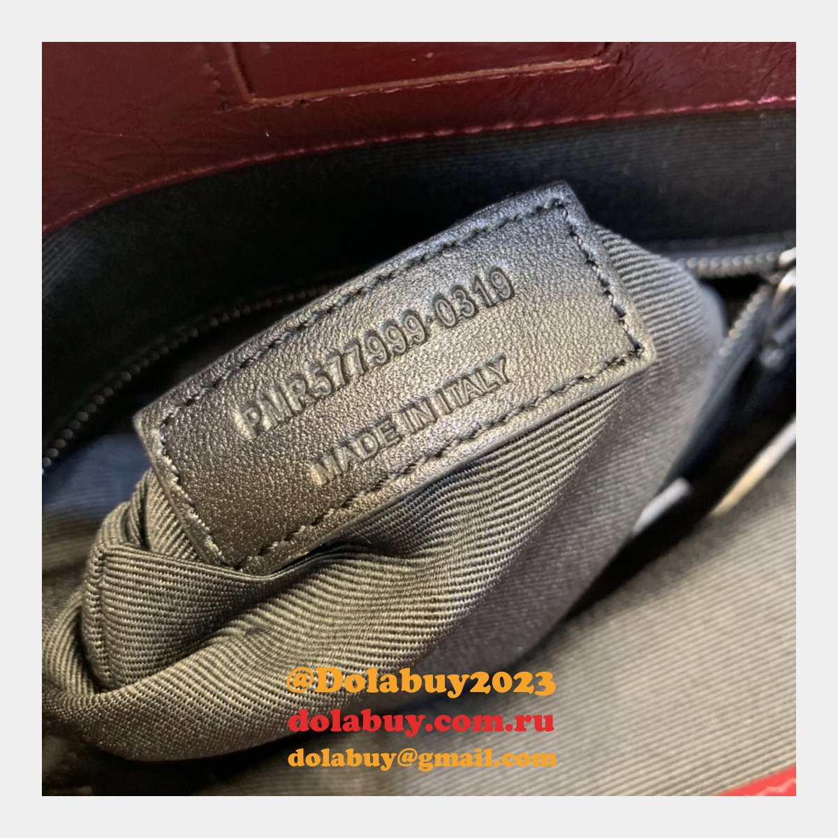 Replica YSL NIKI red shopping bag in crinkled vintage leather