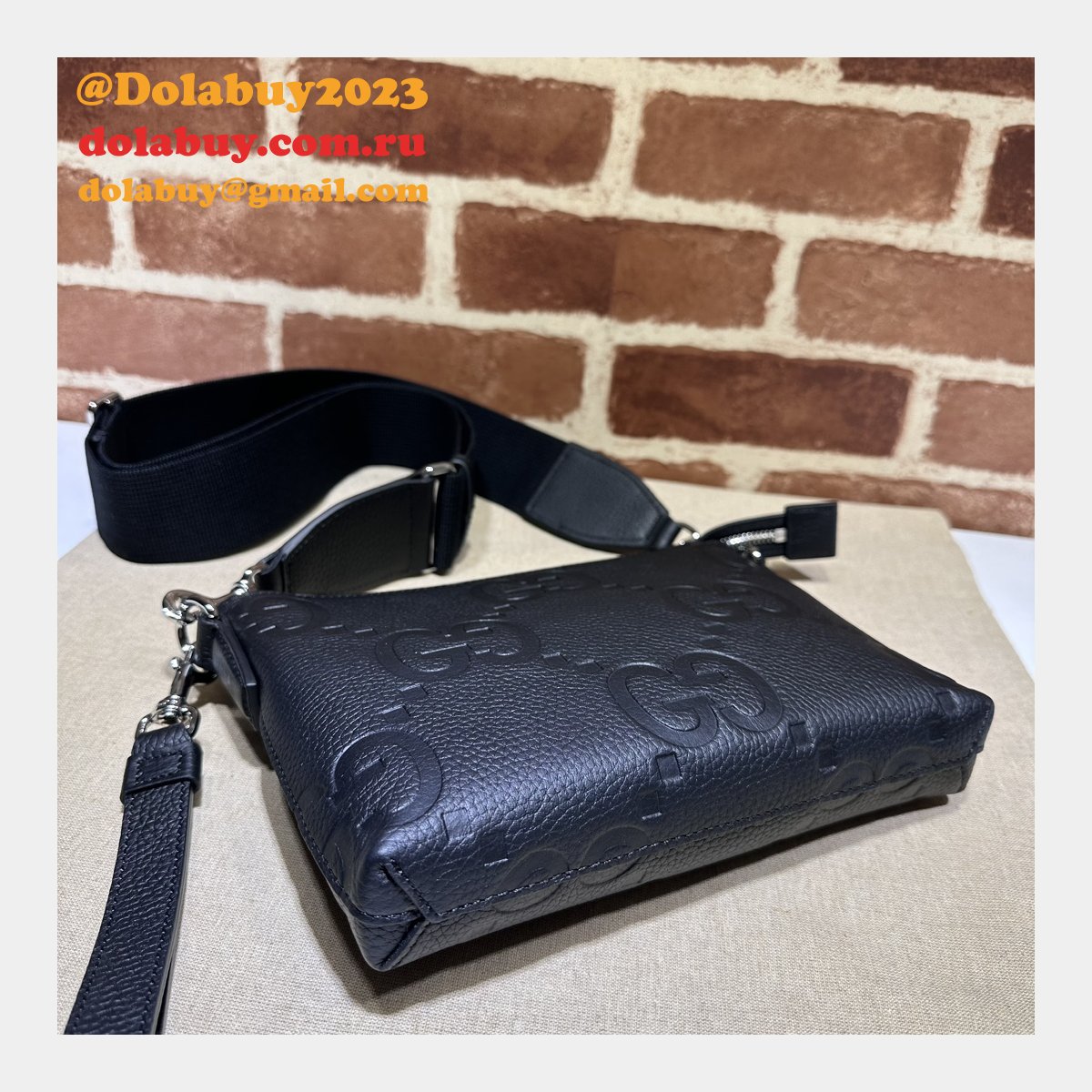 black jumbo gg G*u*i knockoff messenger men 761747 luxury bag