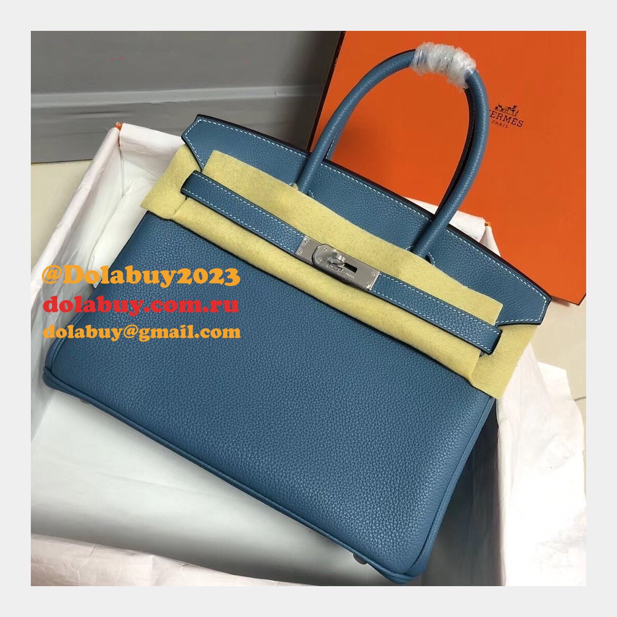 Hermes Birkin 35cm Togo leather Handbags Blue