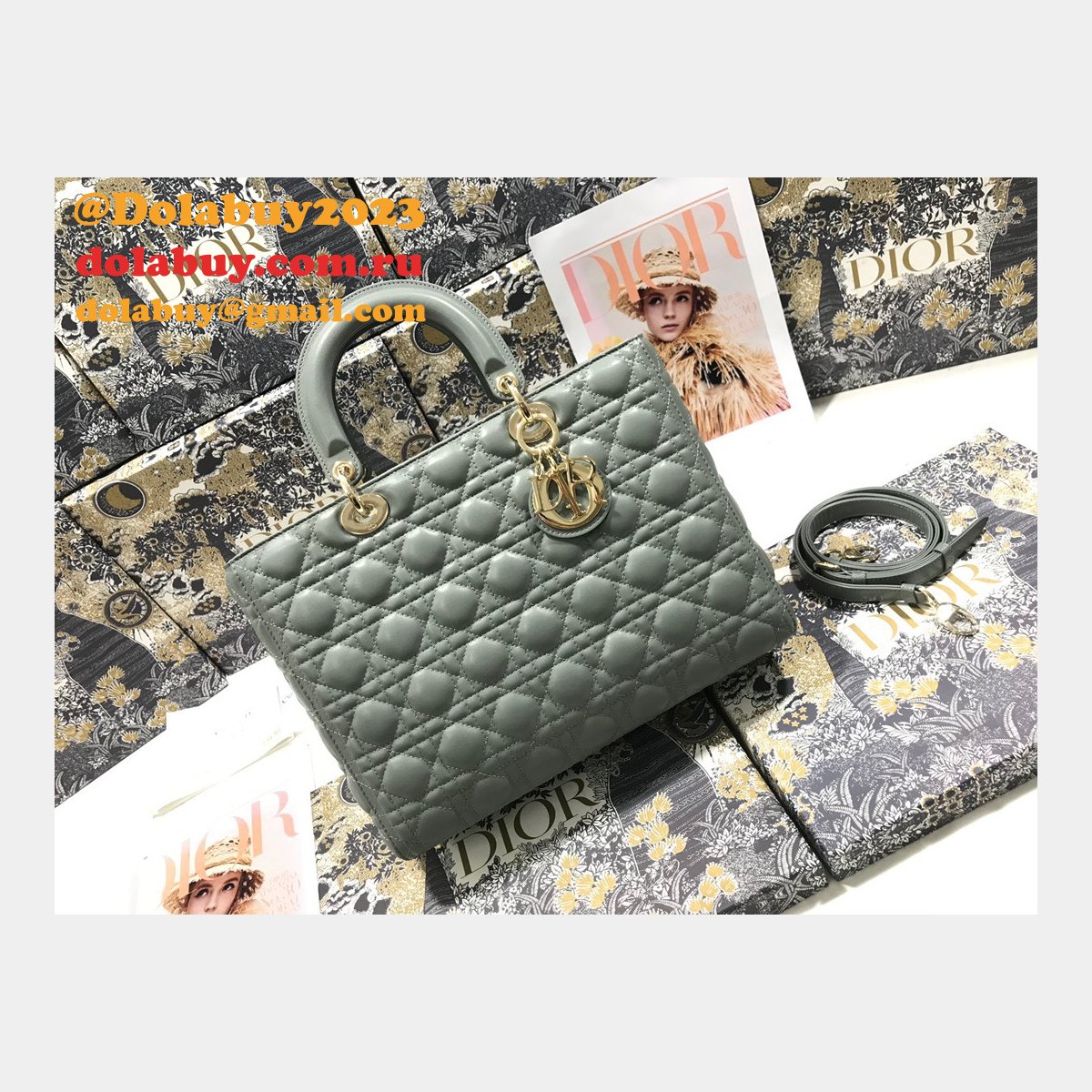 Inspired Duplicate dior lady lambskin 32CM HANDBAG