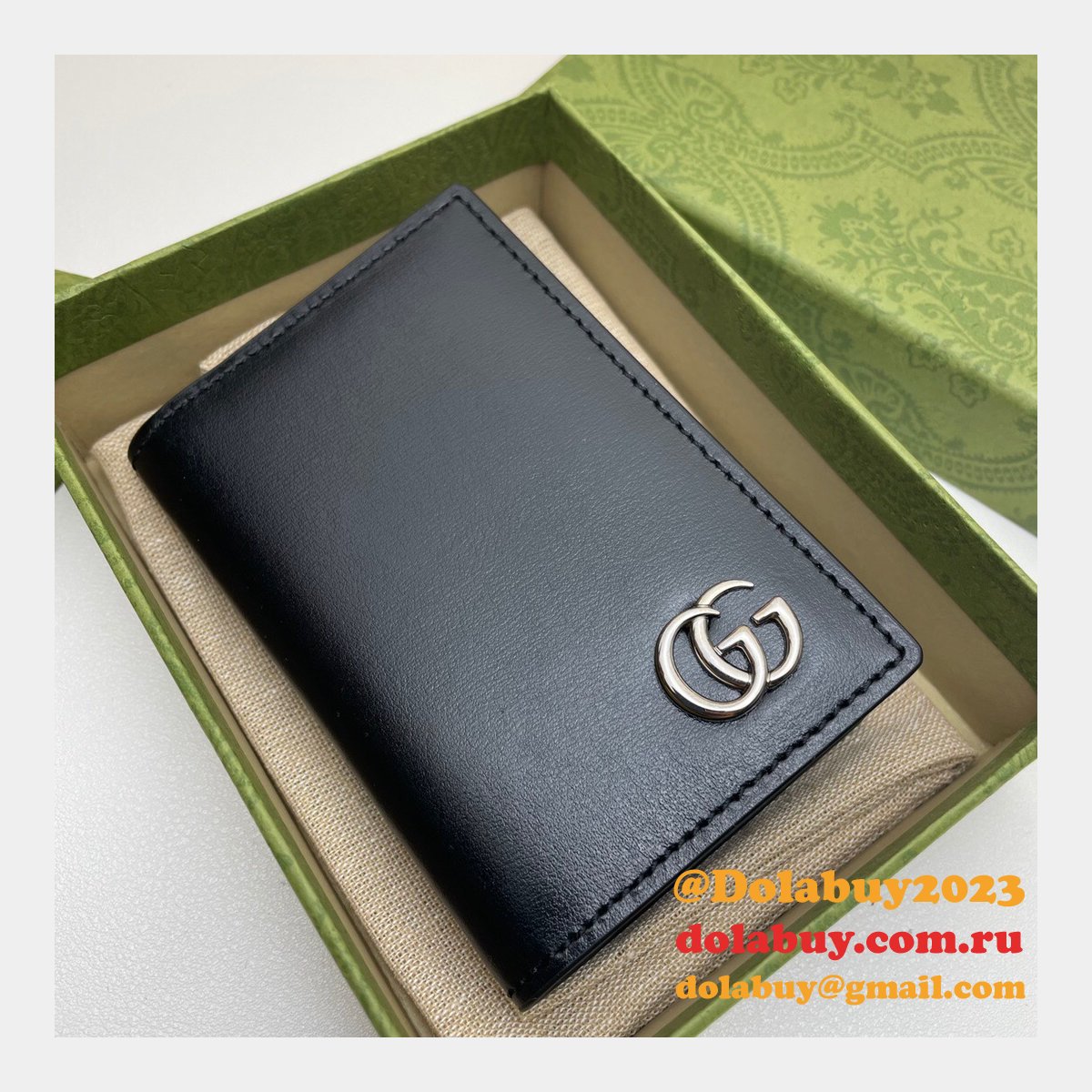 high quality G*u*i replica 547075 gg marmont card case in black leather