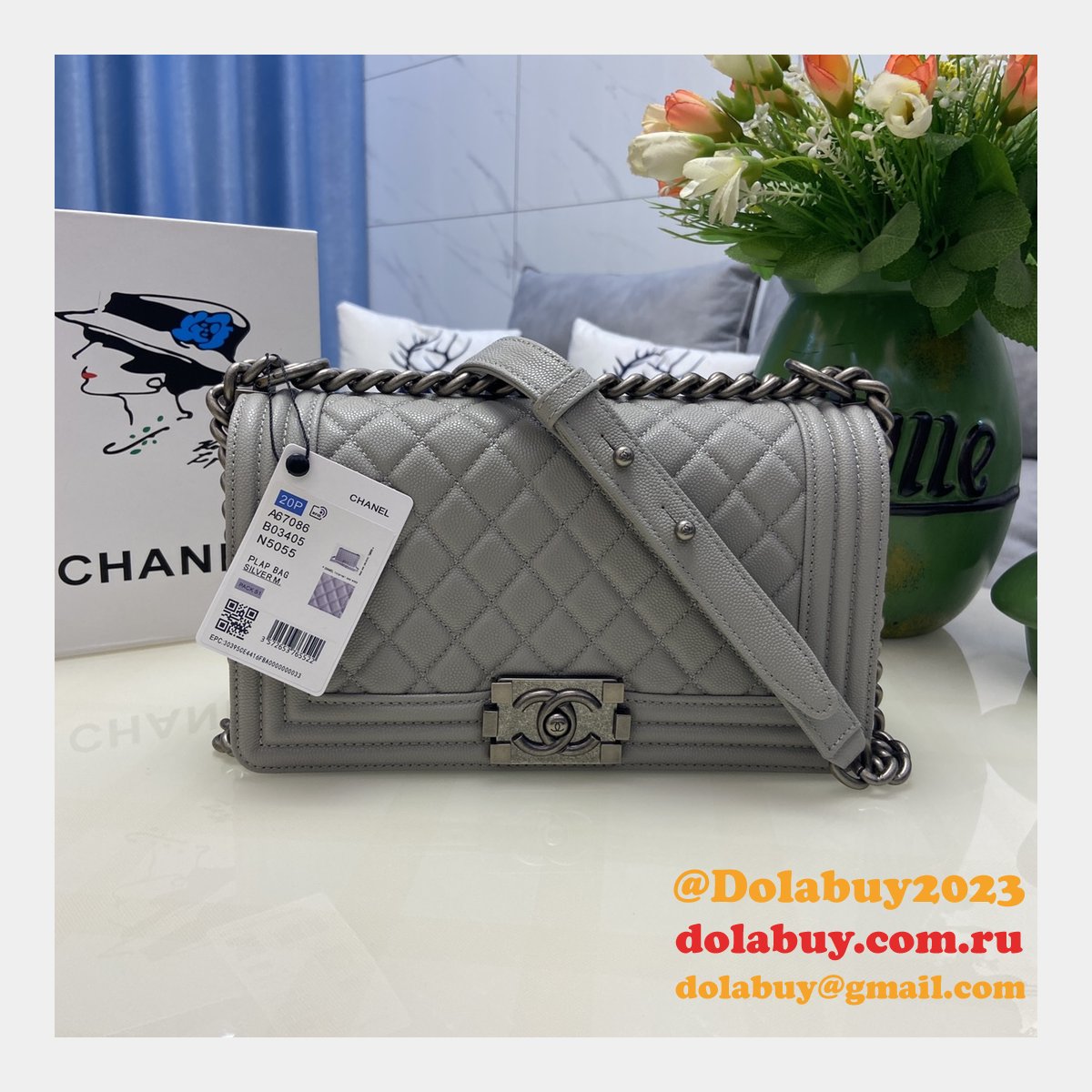 Replica CC Le Boy Flap Bag caviar leather 25CM