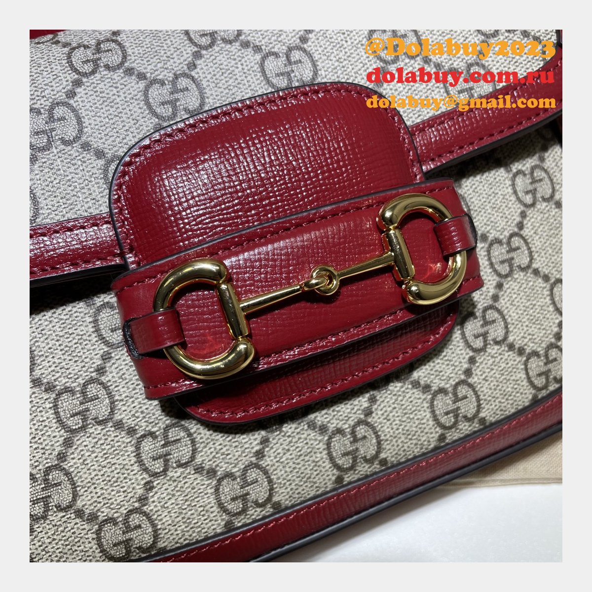 luxury G*u*i horsebit 1955 shoulder 658574 red bags for women