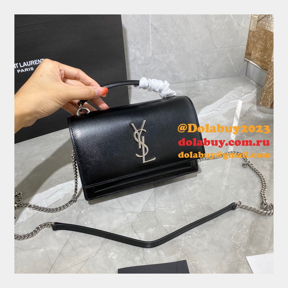 Buy Replica YSL Sunset 19cm Bags Online Black